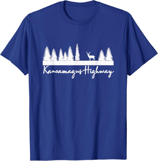 Kancamagus Highway New Hampshire Deer Buck Vacation Camping T-Shirt - T-Shirt | Royal