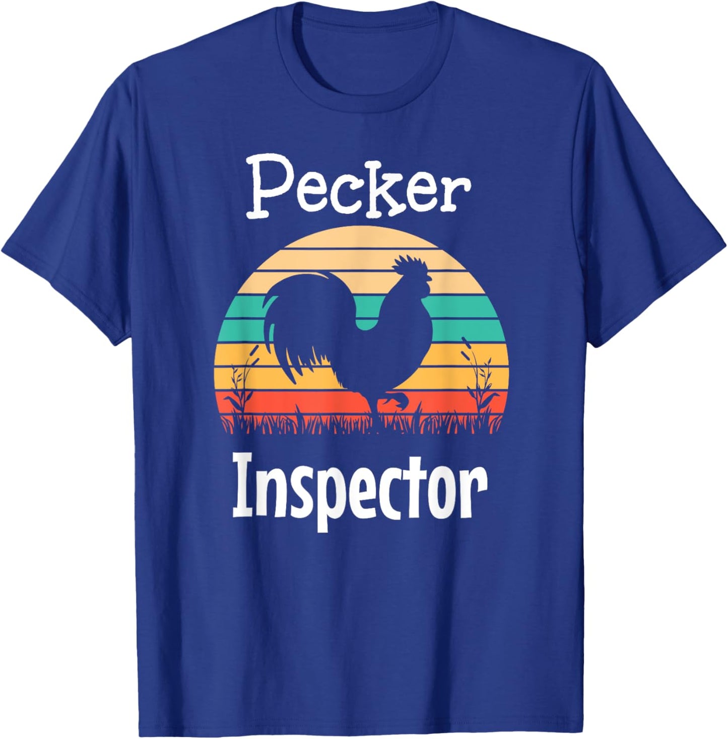 Pecker Inspector Rooster and Retro Sun T-Shirt - T-Shirt | Royal