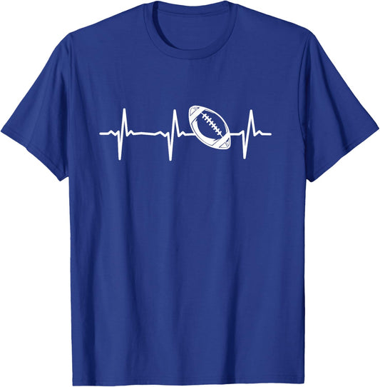Football Heartbeat Football Player American Football T-Shirt - T-Shirt | Royal
