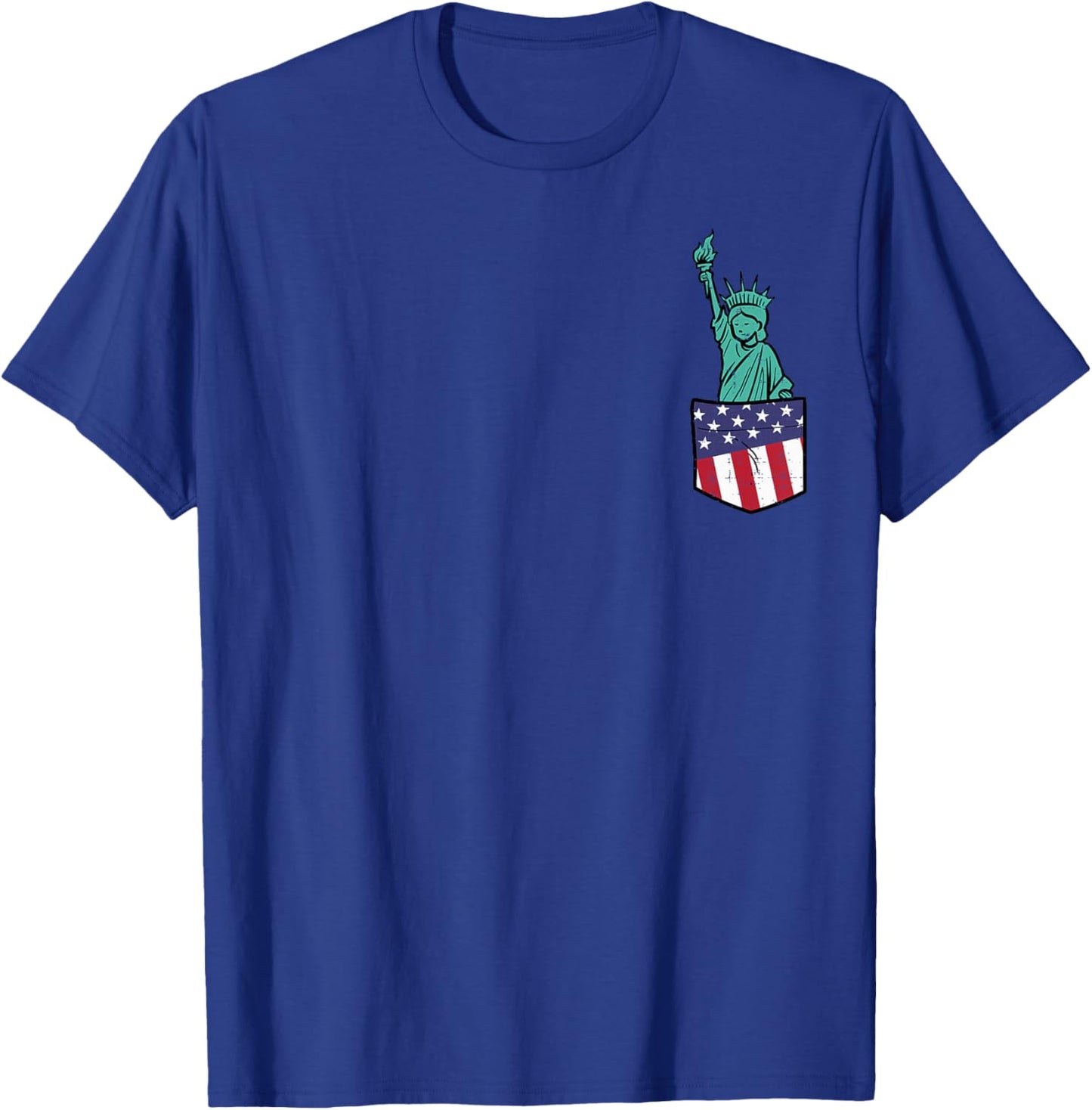 Statue Of Liberty Pocket Fourth 4th Fourth Of July Patriot T-Shirt - T-Shirt | Royal
