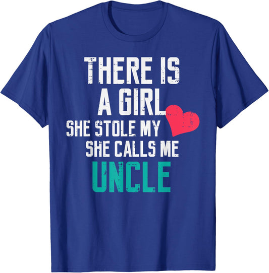 A Girl Stole My Heart Calls Me Uncle Cute Fathers Day Men T-Shirt - T-Shirt | Royal
