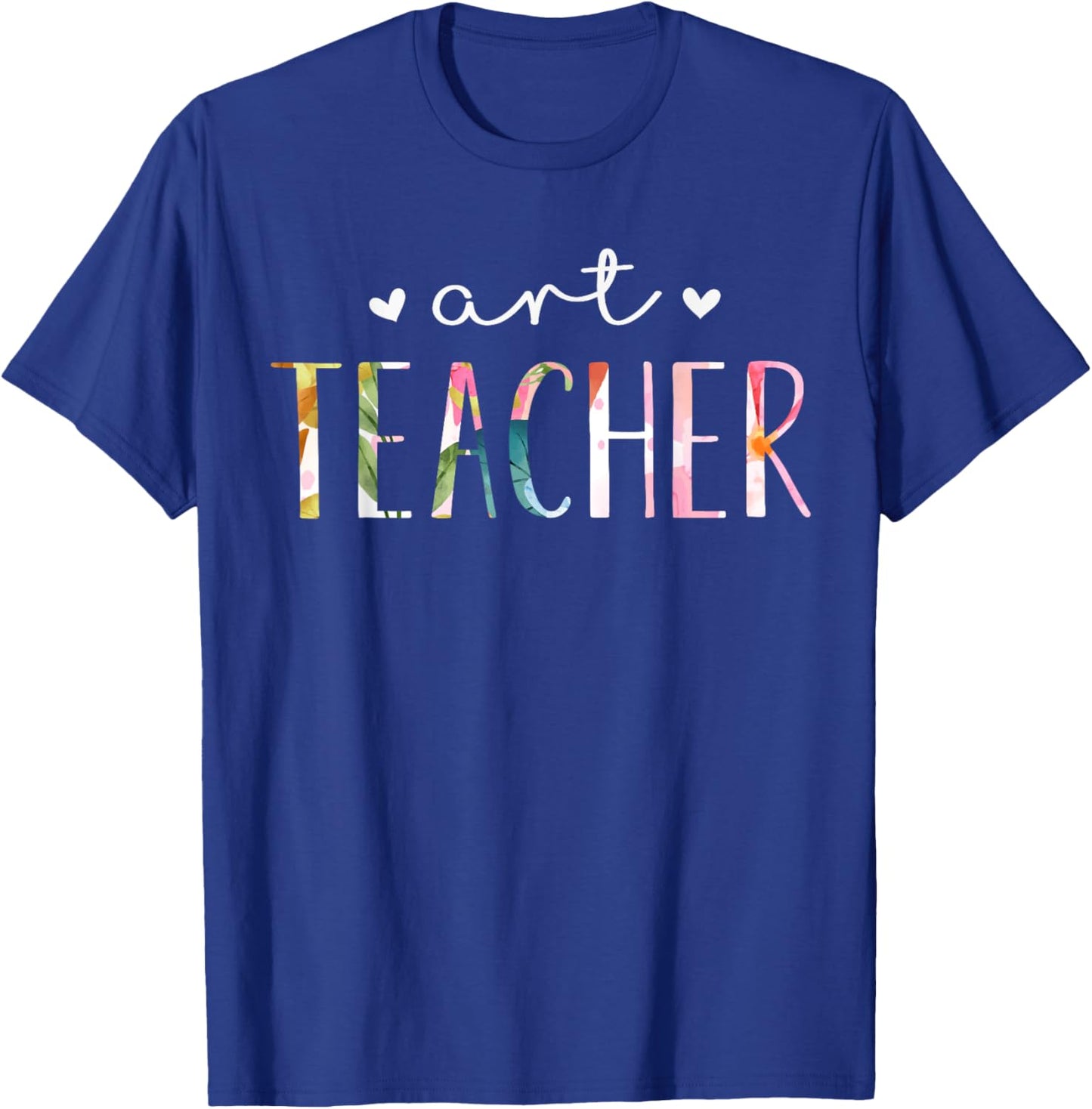 Art Teacher Cute Floral Design , Black T-Shirt - T-Shirt | Royal