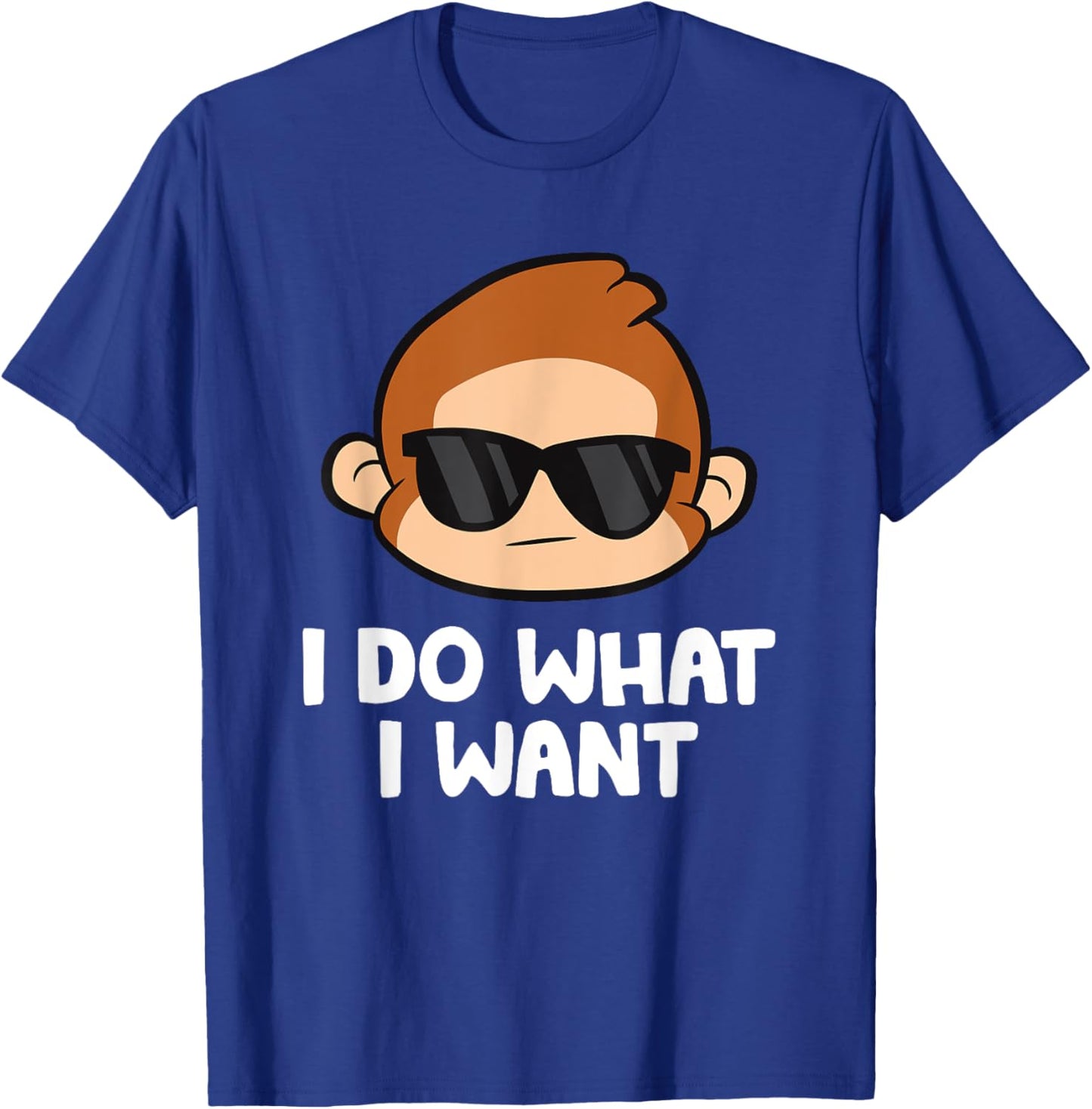 Cute Monkey And Ape And Gifts - Monkey Lover - I Do What I Want Funny Monkey - -Adults, Kids - Black - Small - Short Sleeve - Classic Fit - Cotton, Cotton Blend T-Shirt - T-Shirt | Royal