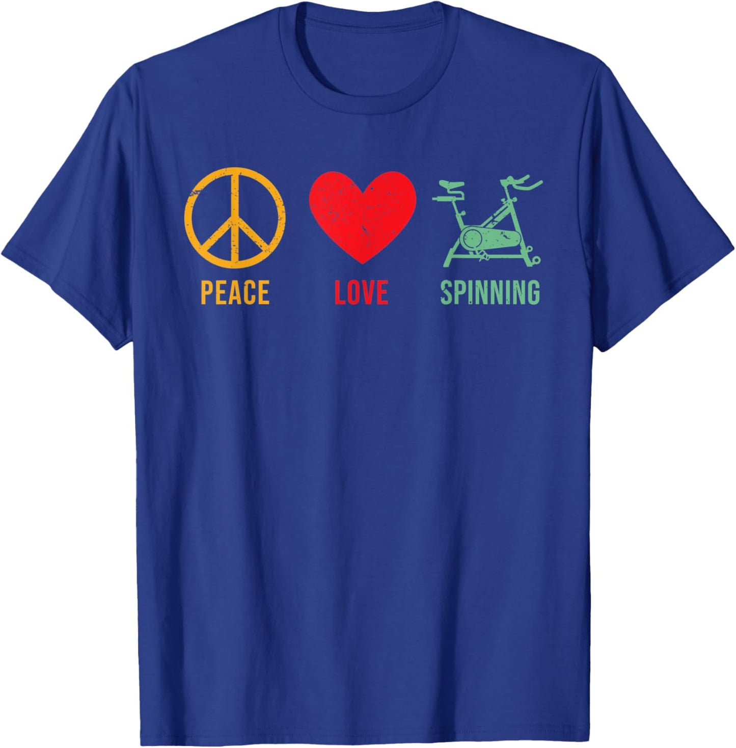 Cute Spin Instructor Peace Love Spinning Cycle Spinner Bike T-Shirt - T-Shirt | Royal