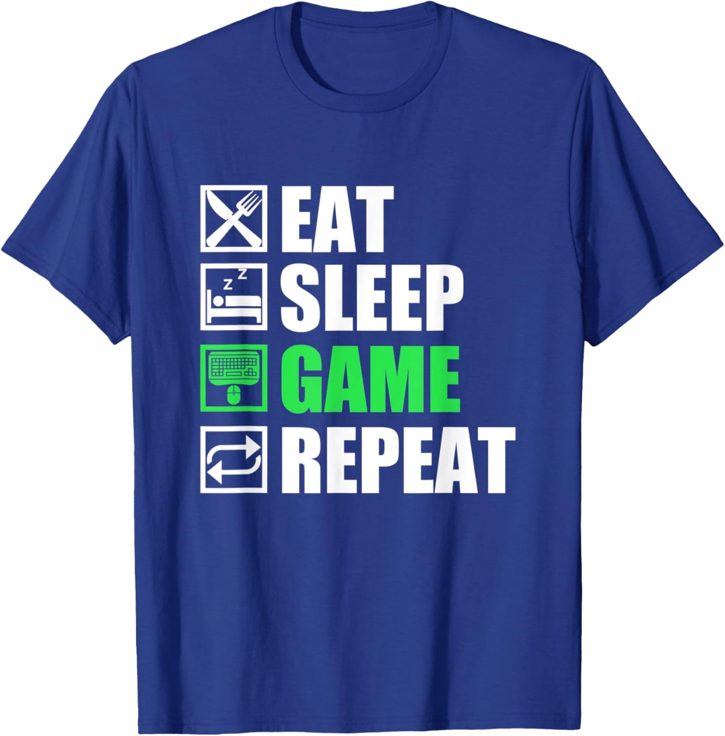 Eat Sleep Game Repeat | PC Gamer T-Shirt - T-Shirt | Royal
