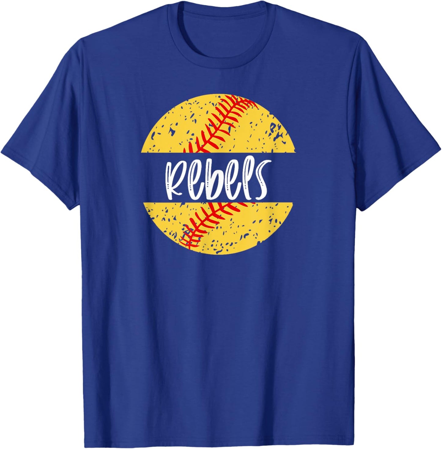 Rebels Softball Team Mascot School Spirit Game Day T-Shirt - T-Shirt | Royal