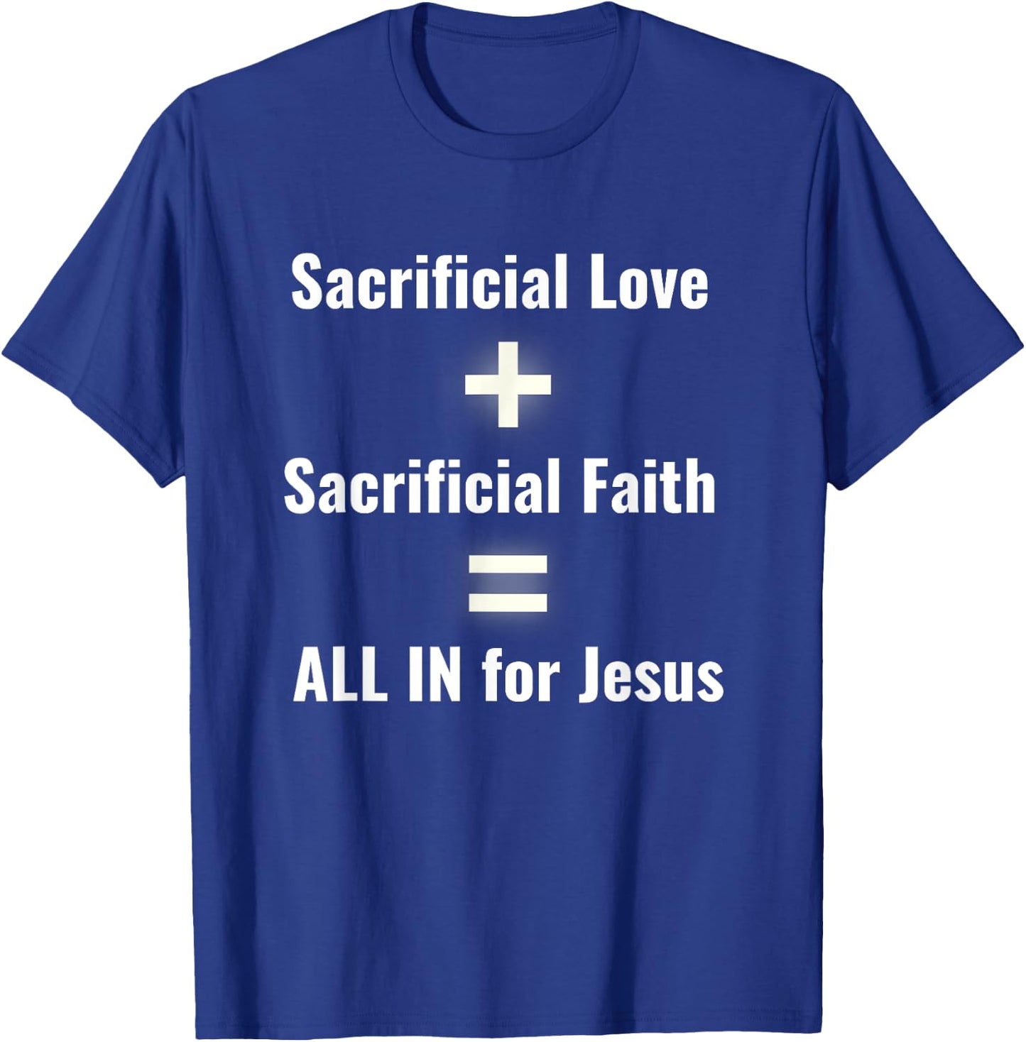 Sacrificial Love+Sacrificial Faith White Letters Small Logo T-Shirt - T-Shirt | Royal