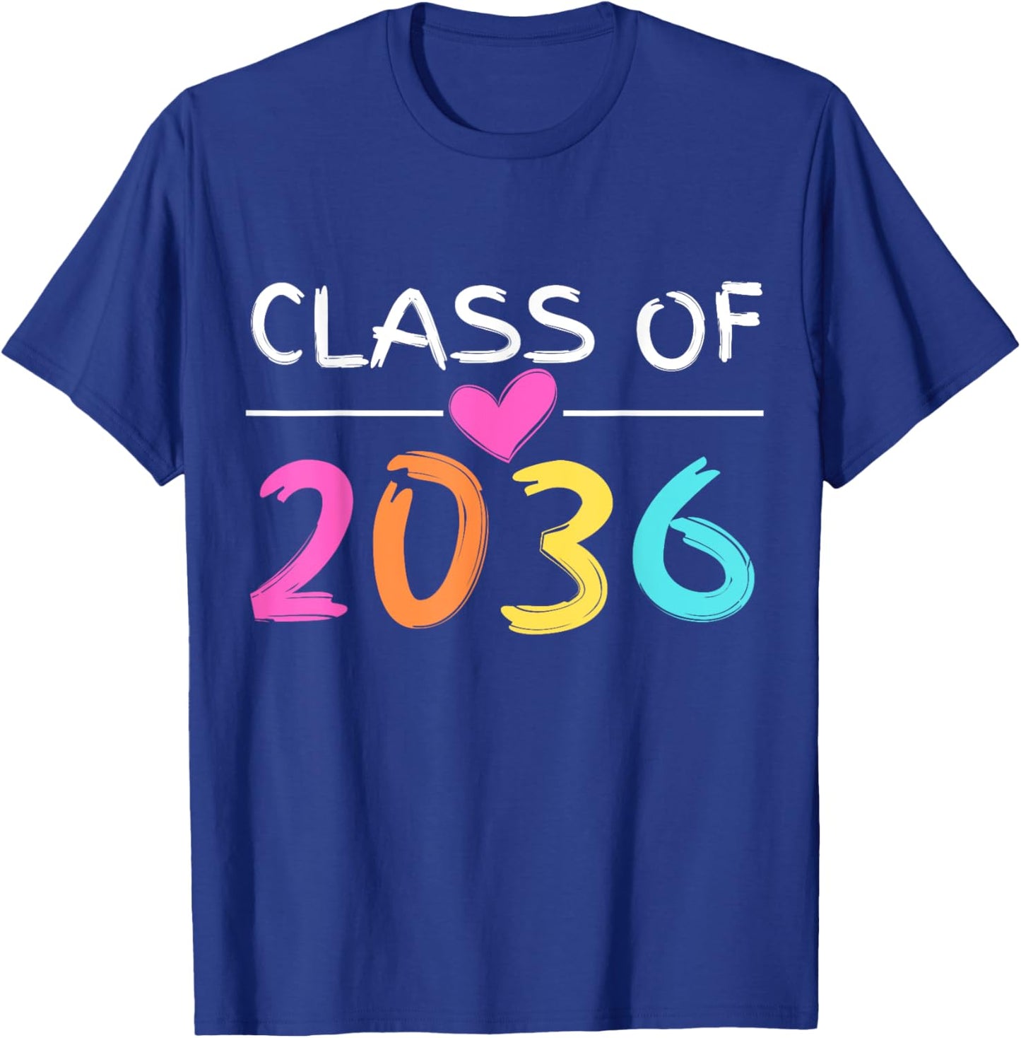 Class of 2036 Grow With Me Shirt Back School Colors Heart T-Shirt - T-Shirt | Royal
