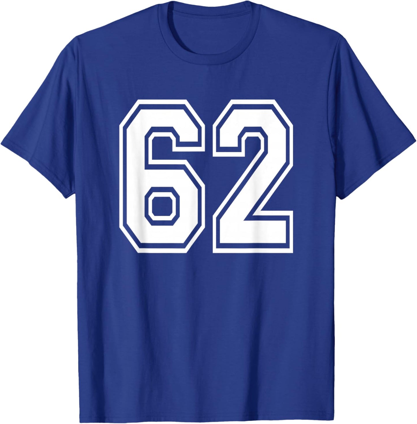 Number 62 Numbered Uniform Sports Jersey Team 62nd Birthday T-Shirt - T-Shirt | Royal