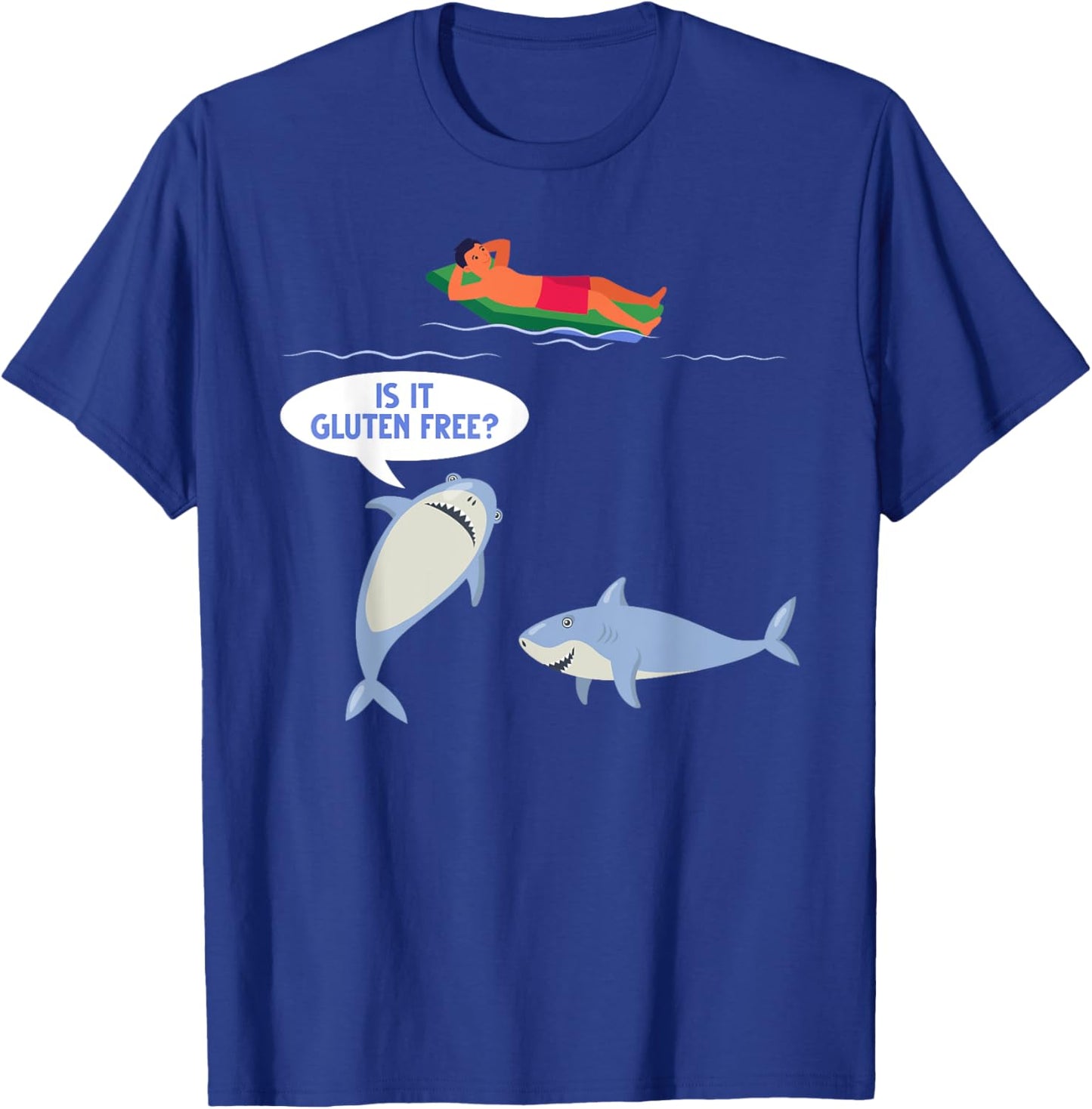 Funny Celiac Disease Wheat Free Shark Animal Gluten Free T-Shirt - T-Shirt | Royal