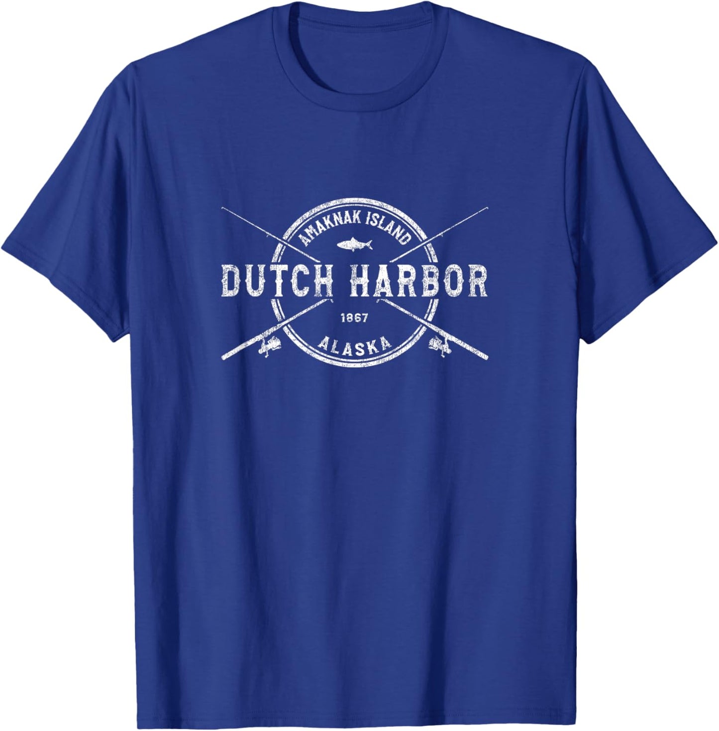 Dutch Harbor AK Vintage Crossed Fishing Rods T-Shirt - T-Shirt | Royal