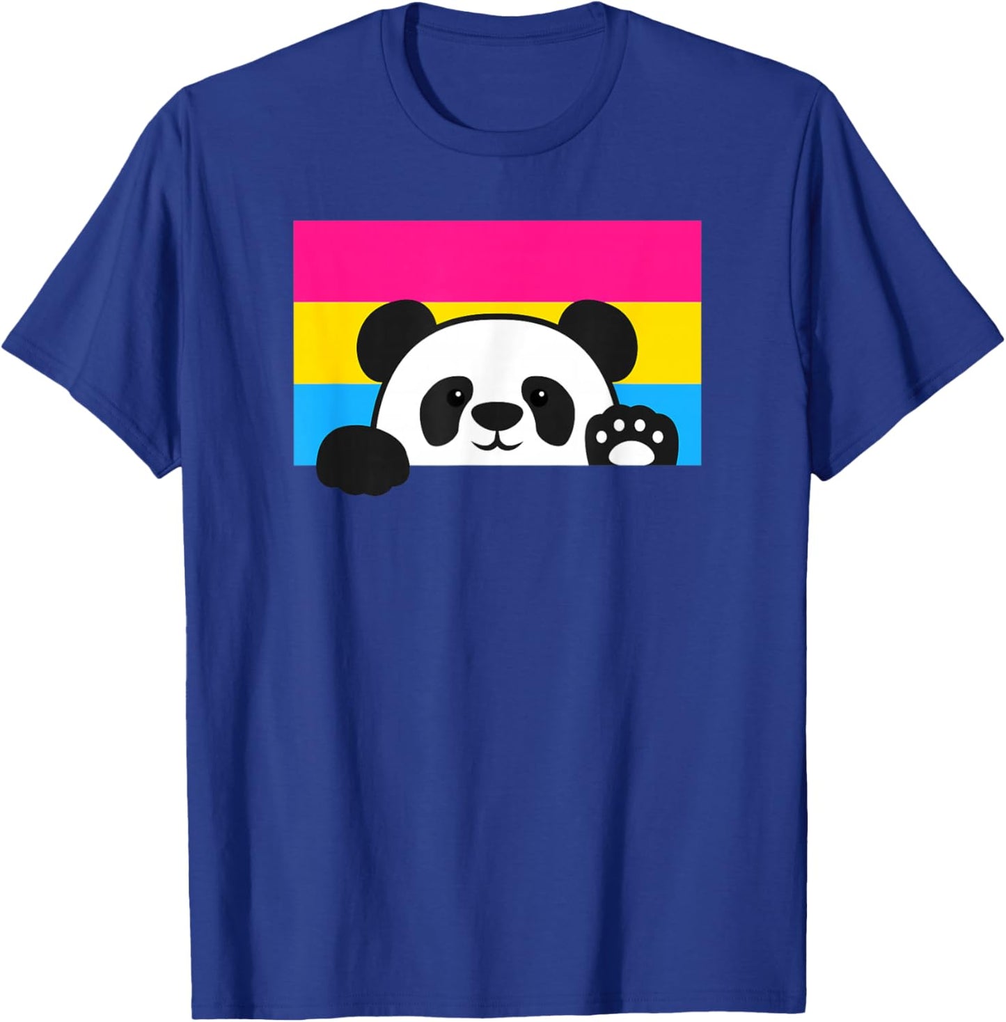 Panda Bear Love Pansexual Pride Flag Aesthetic Cute Cartoon T-Shirt - T-Shirt | Royal