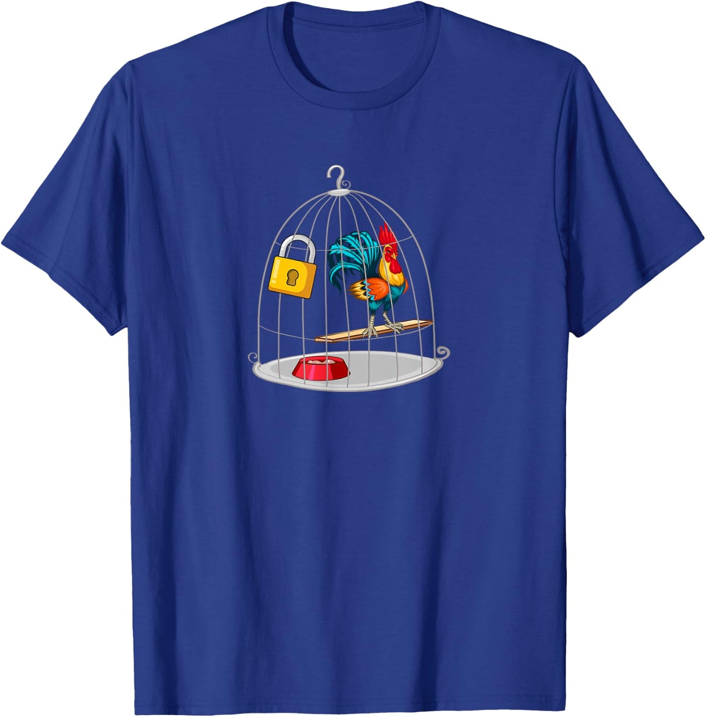 RED ROOSTER COCK MALE CHASTITY Chicken in Cage T-Shirt - T-Shirt | Royal