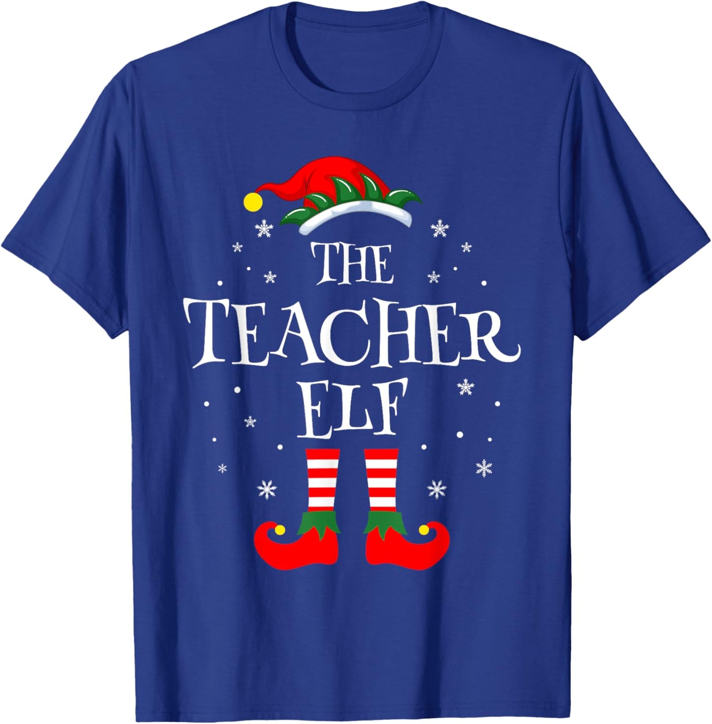 The Teacher Elf Christmas Family Matching Group Xmas Funny T-Shirt - T-Shirt | Royal