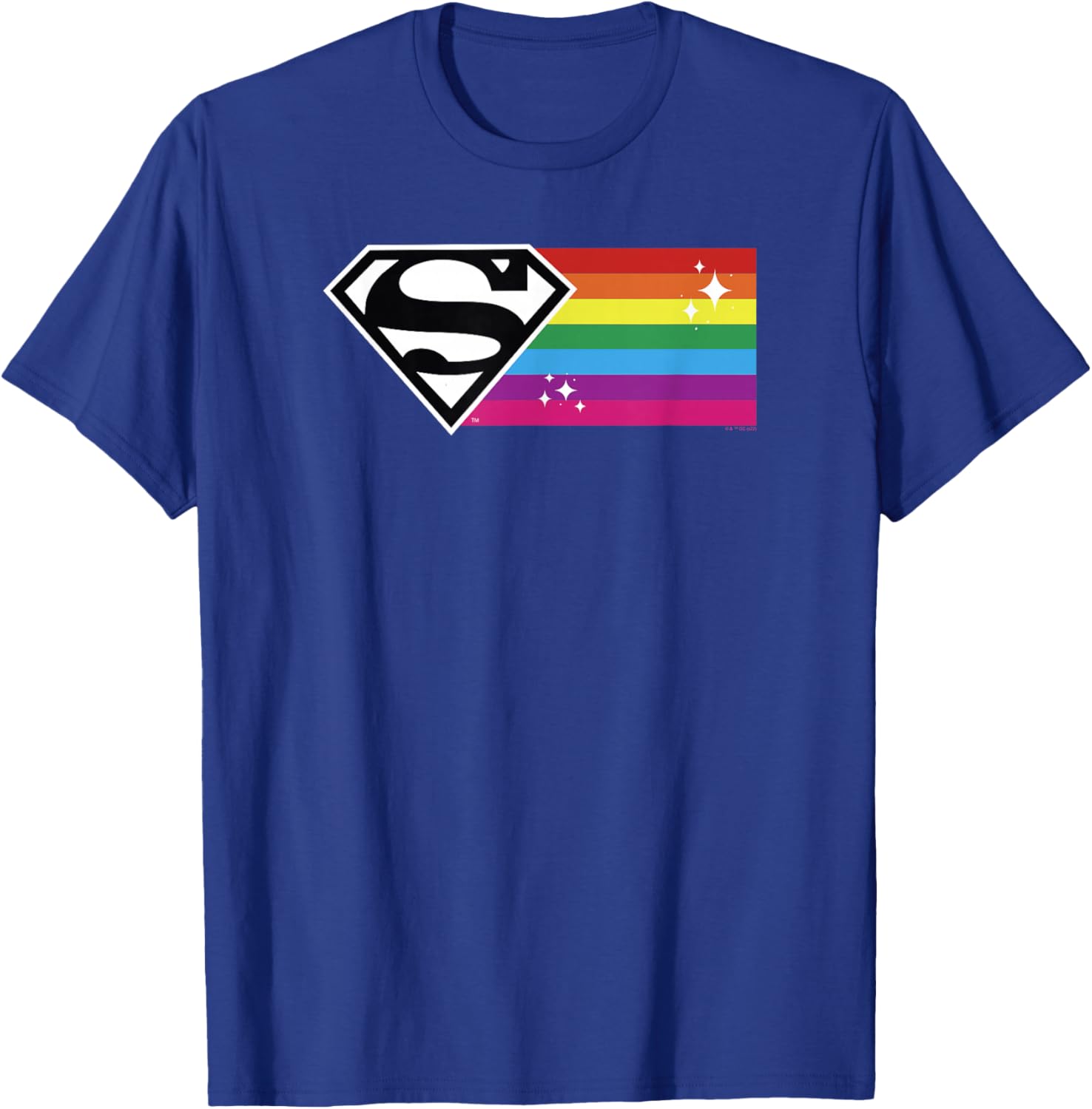 DC Comics Pride Justice League Superman Rainbow Flag Sparkle T-Shirt - T-Shirt | Royal
