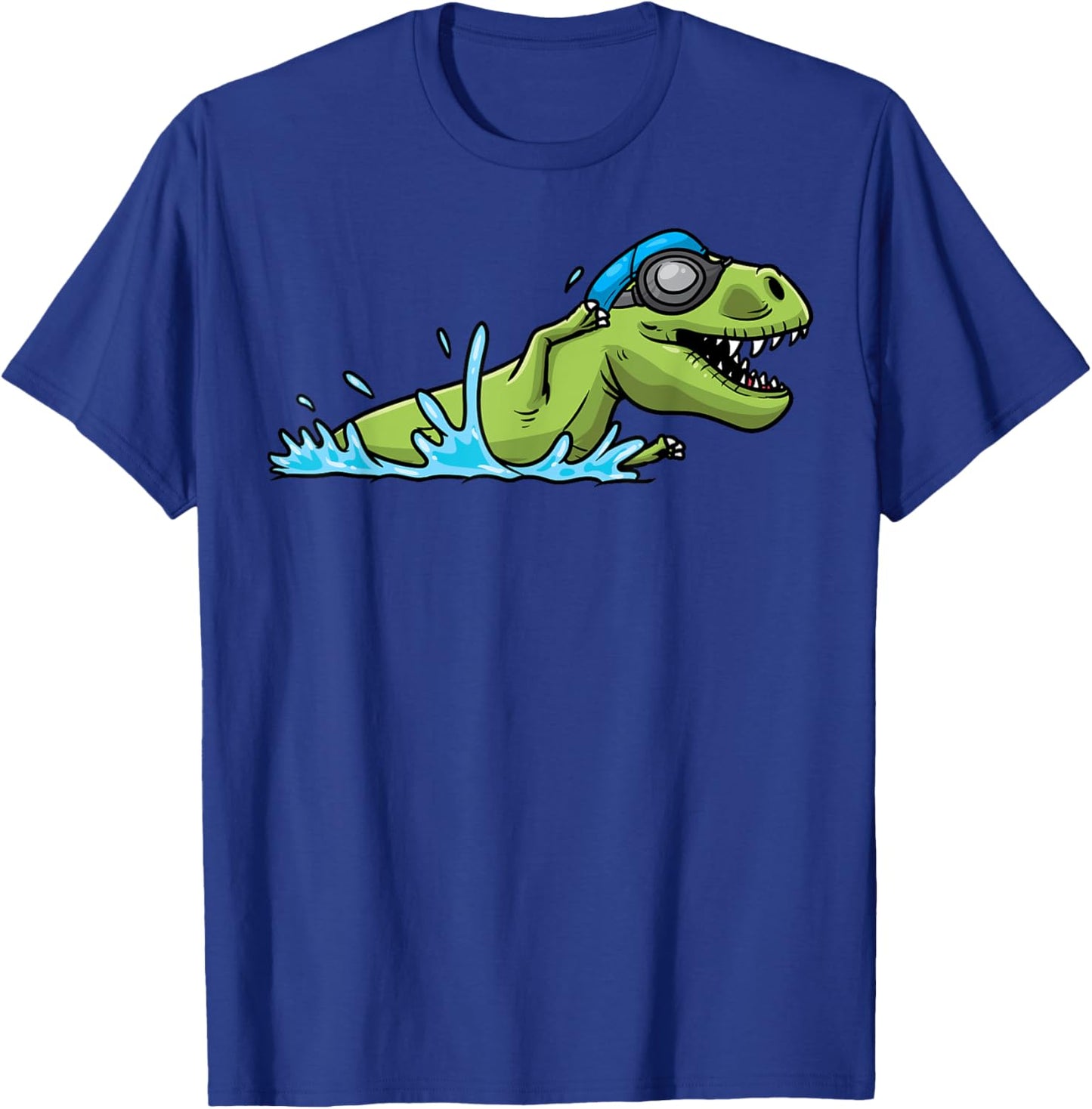 Swim Coach Swimmer Swimming Dinosaur T-Rex Boys Girls T-Shirt - T-Shirt | Royal