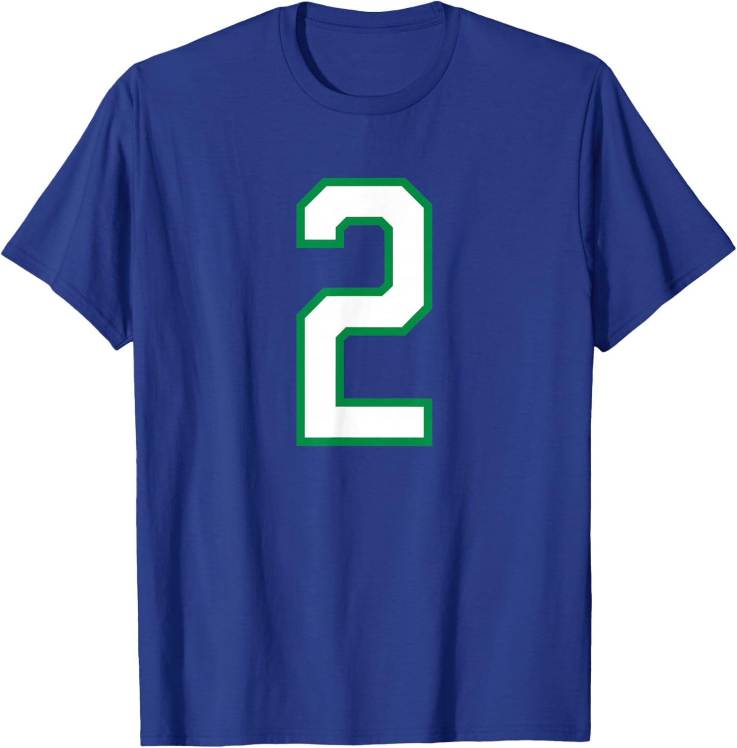 Number #2 White Green Sports Team T-Shirt - T-Shirt | Royal