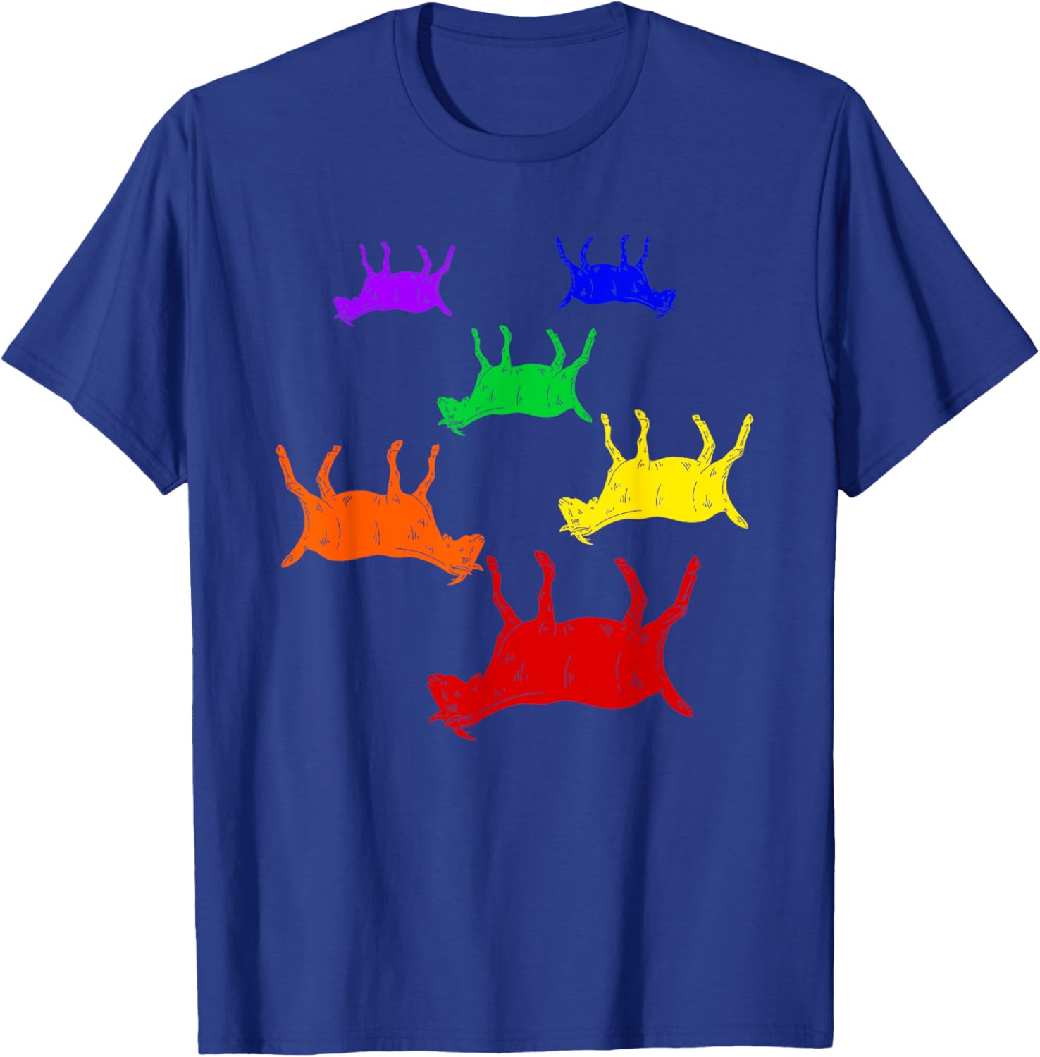 Rainbow Fainting Goats Farm Animal Lover Fainting Goat T-Shirt - T-Shirt | Royal