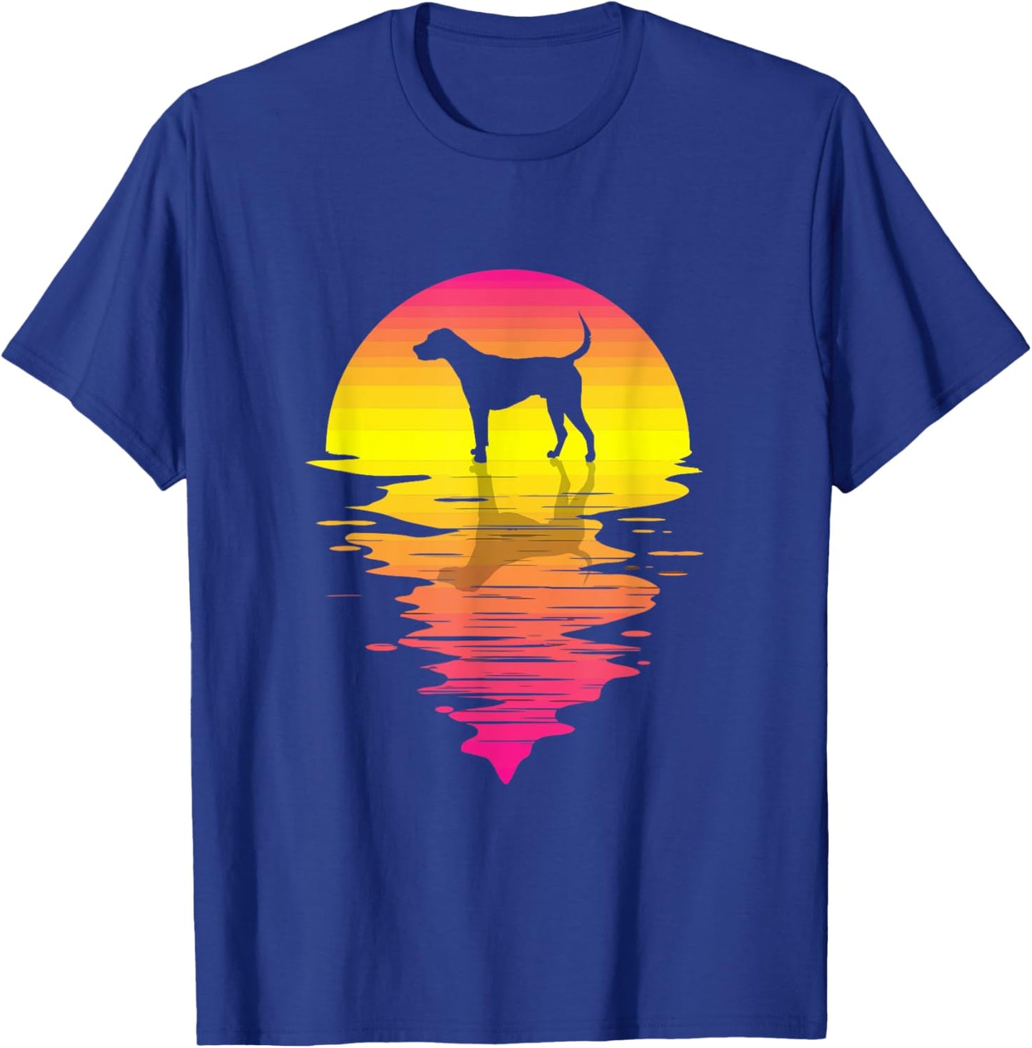 Foxhound Retro Pink 80s Vintage Retro Sunset Foxhound Dog T-Shirt - T-Shirt | Royal