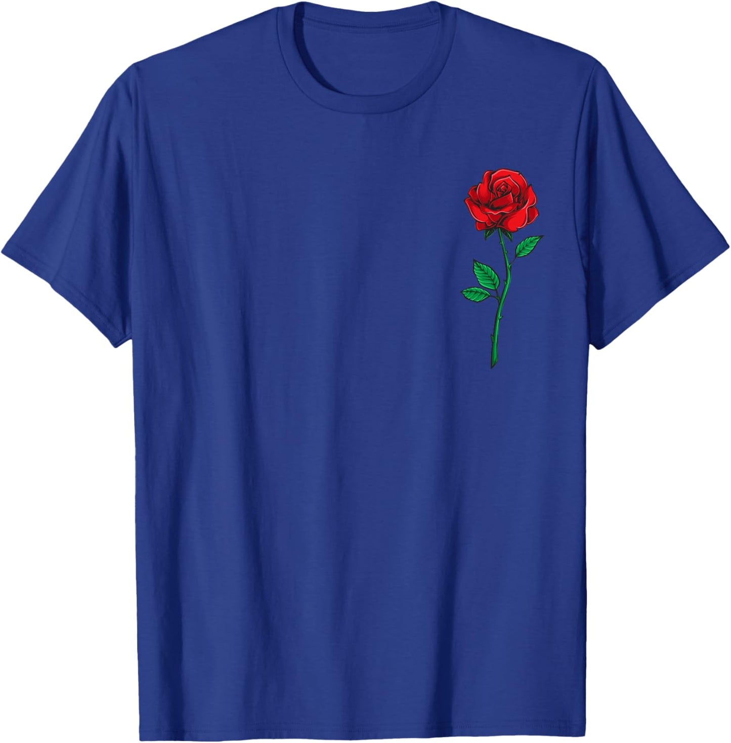 Single Red Rose Pocket Flower Romantic Love Pocket T-Shirt - T-Shirt | Royal