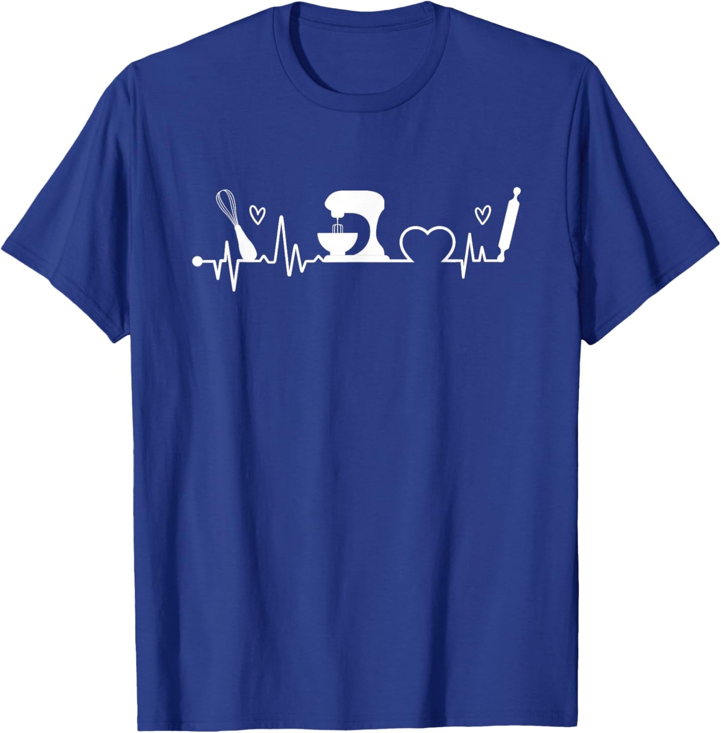 Baking Heartbeat Baker Bakery Owner Pastry Chef T-Shirt - T-Shirt | Royal