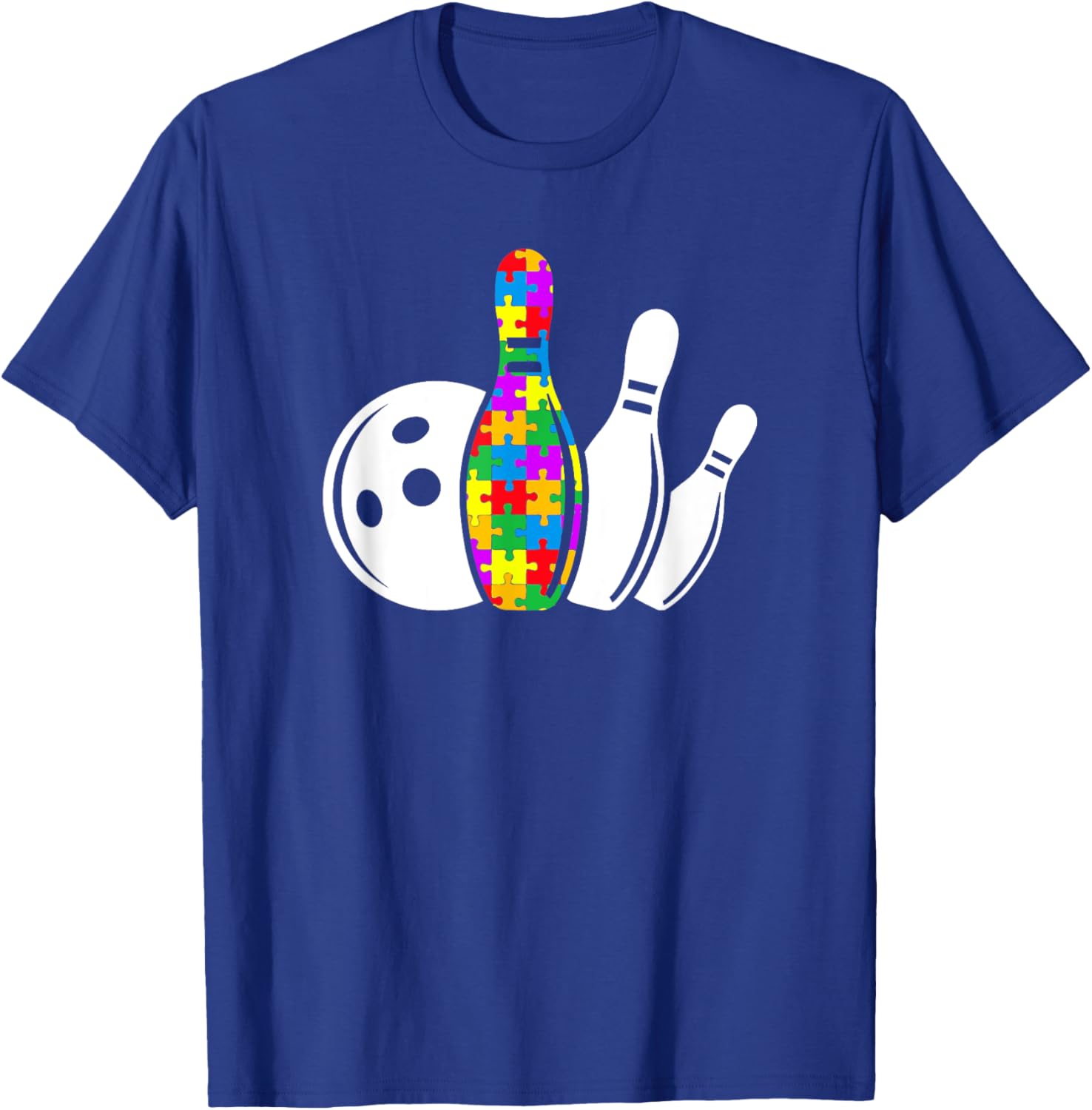 Bowling Sport Autism Awareness Puzzle Different Mom Dad T-Shirt - T-Shirt | Royal