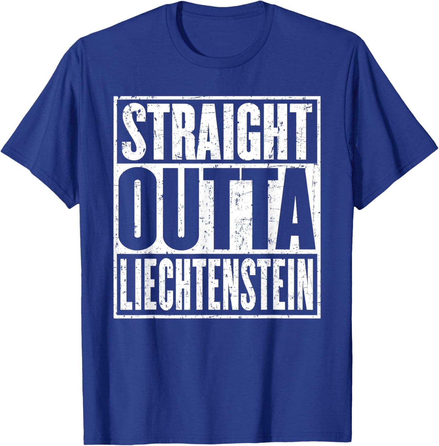 Straight Outta Liechtenstein Vintage Distressed T-Shirt - T-Shirt | Royal