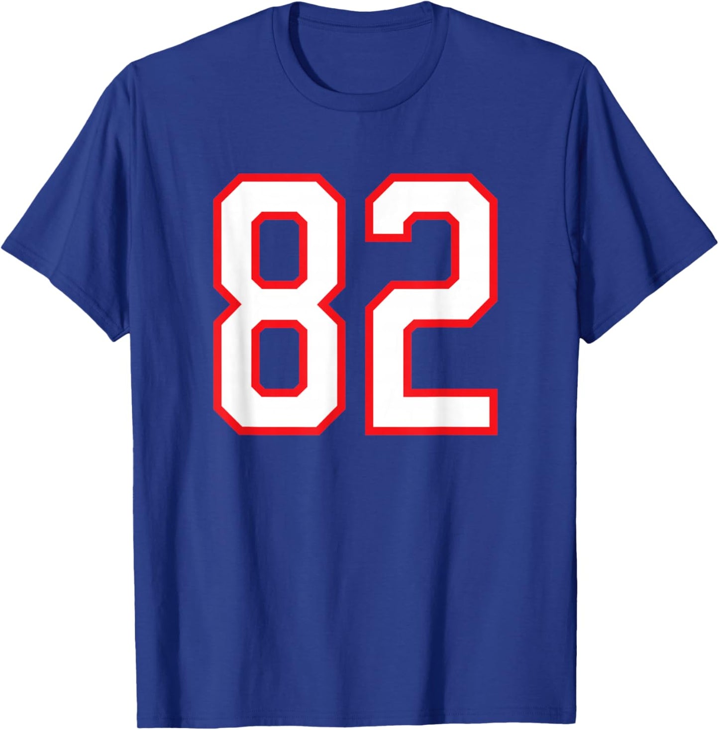 Number #82 White Red Sports Team Number T-Shirt - T-Shirt | Royal