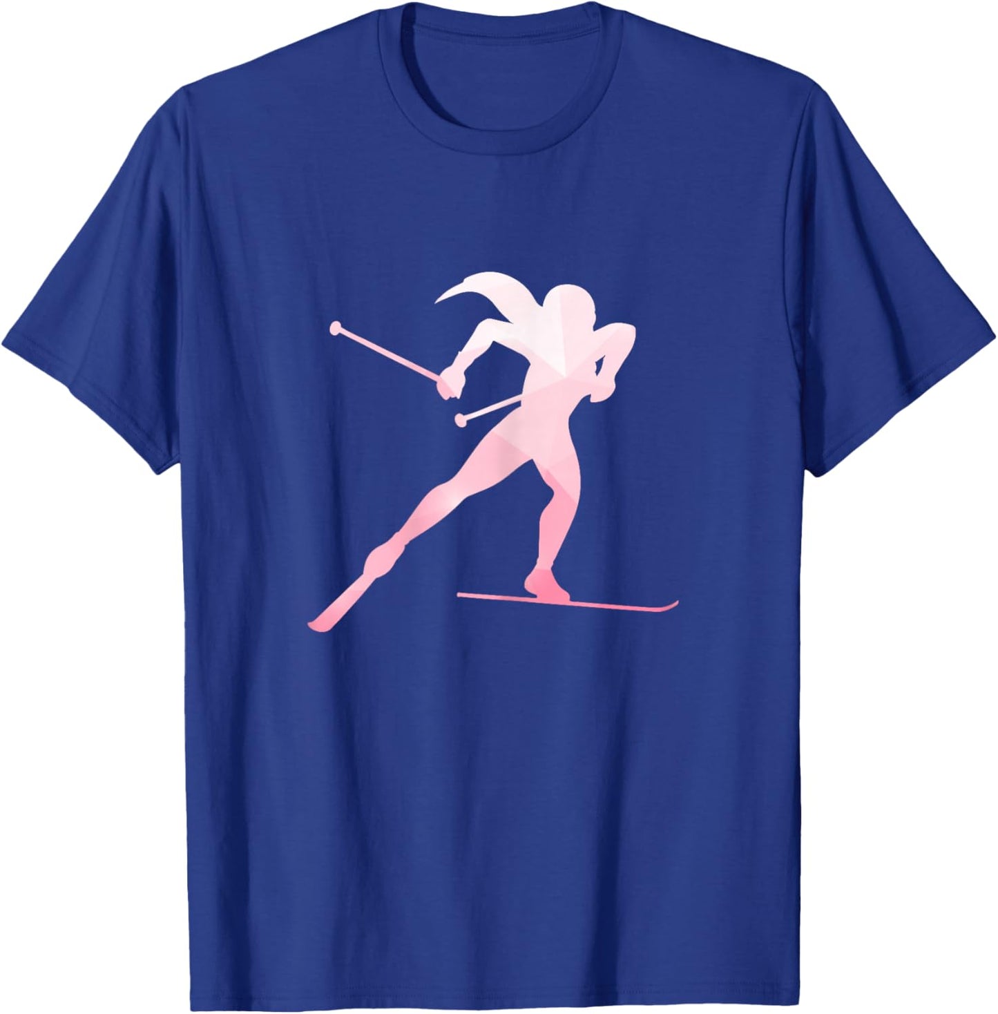 Girl Silhouette Cross Country Skiing Winter Sports Biathlon T-Shirt - T-Shirt | Royal