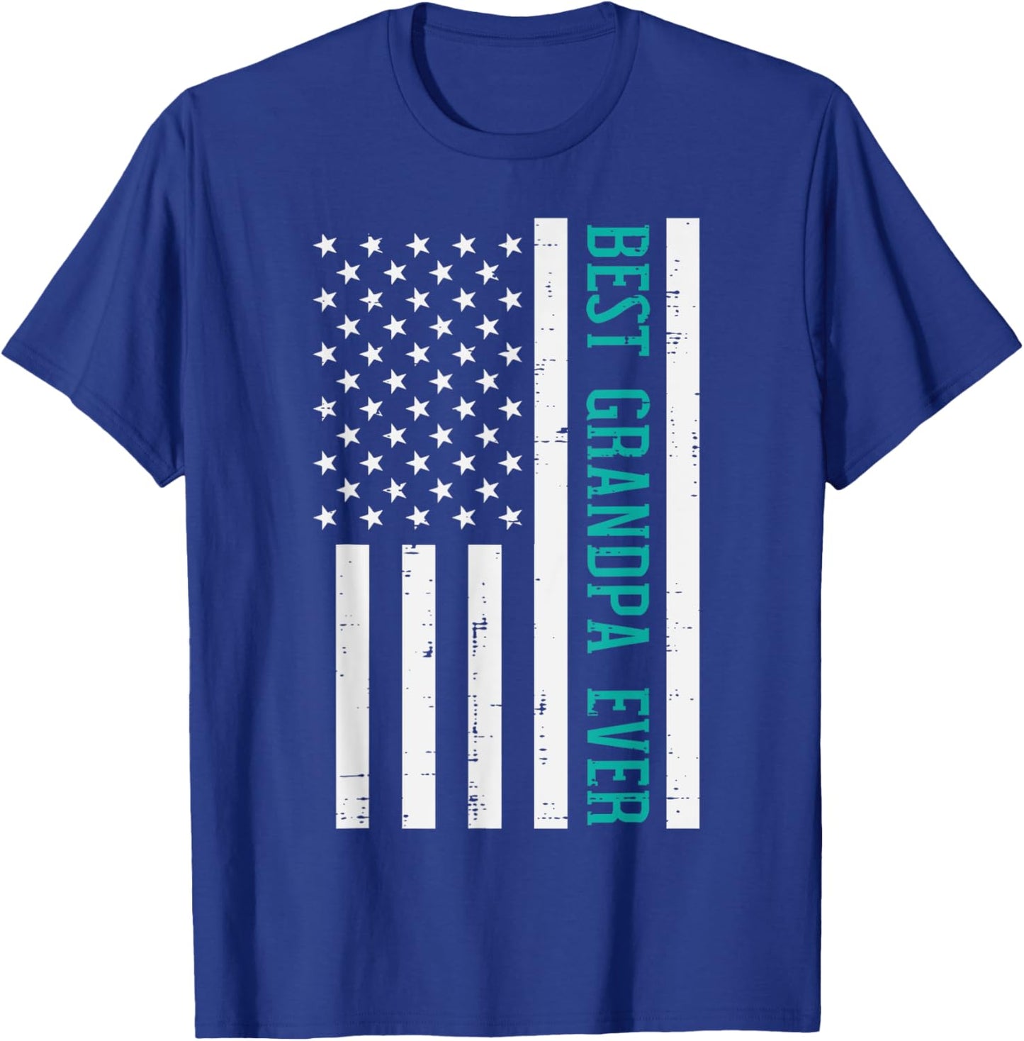 Best Grandpa Ever US Flag Vintage Fathers Day Patriotic Women Men T-Shirt - T-Shirt | Royal