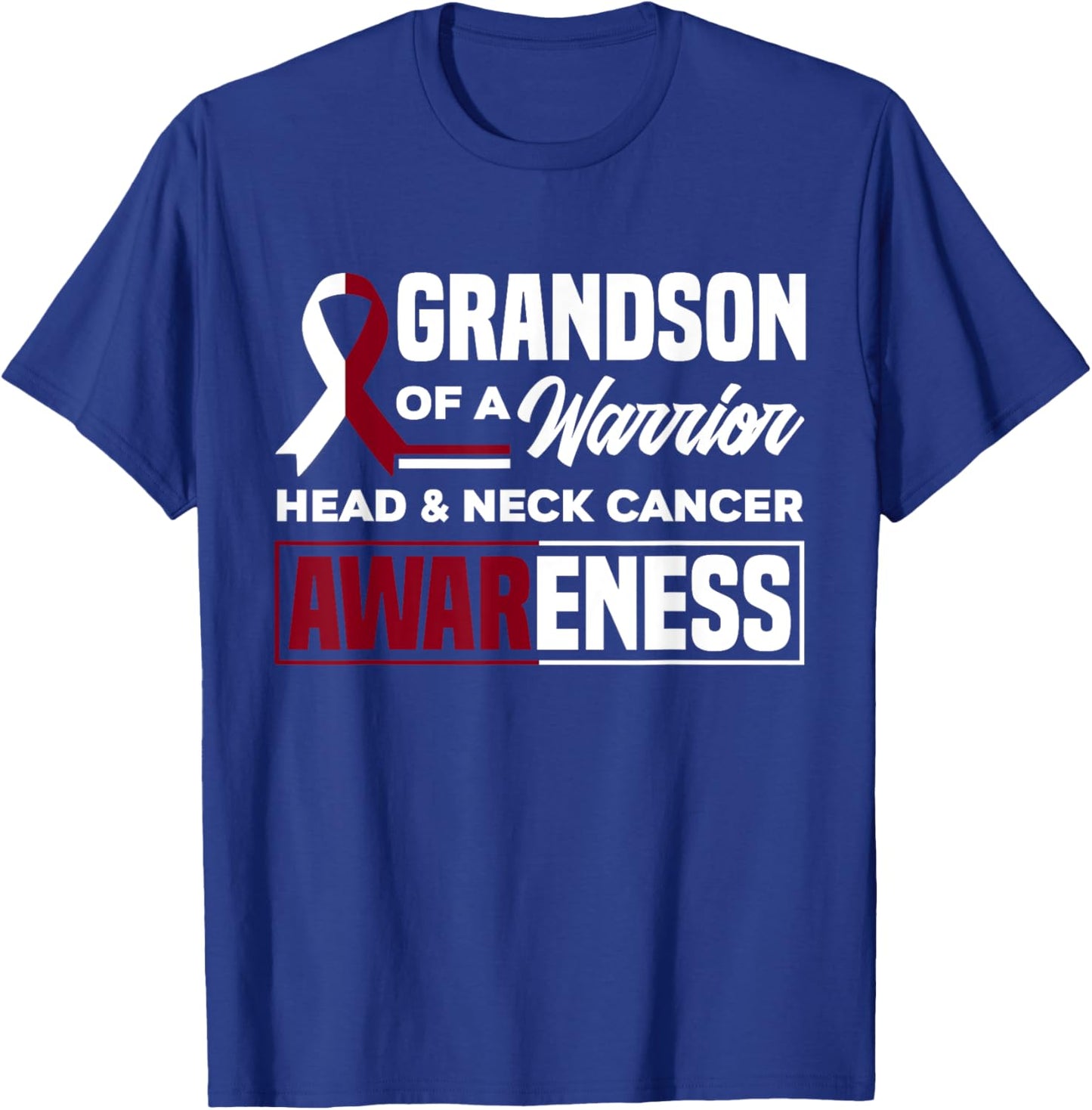 Grandson Of A Warrior Support Head & Neck Cancer Awareness T-Shirt - T-Shirt | Royal