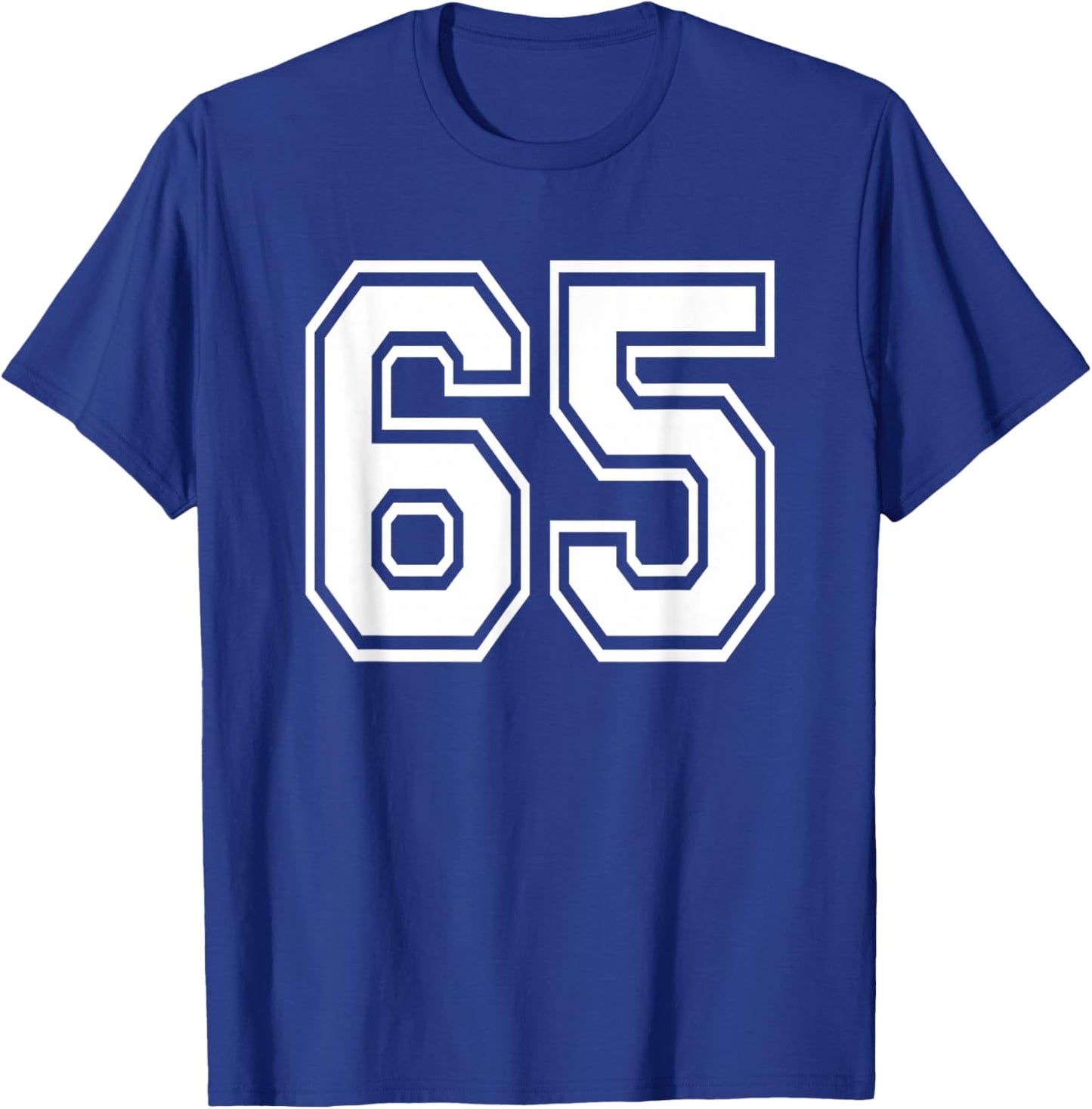 Number 65 Numbered Uniform Sports Jersey Team 65th Birthday T-Shirt - T-Shirt | Royal