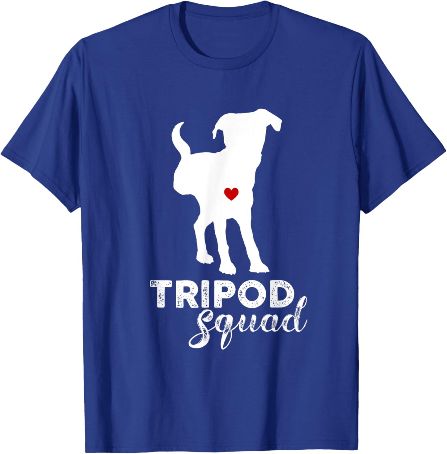 Tripod Squad, Right Back Leg Amputee, Tripaw Dogs T-Shirt - T-Shirt | Royal
