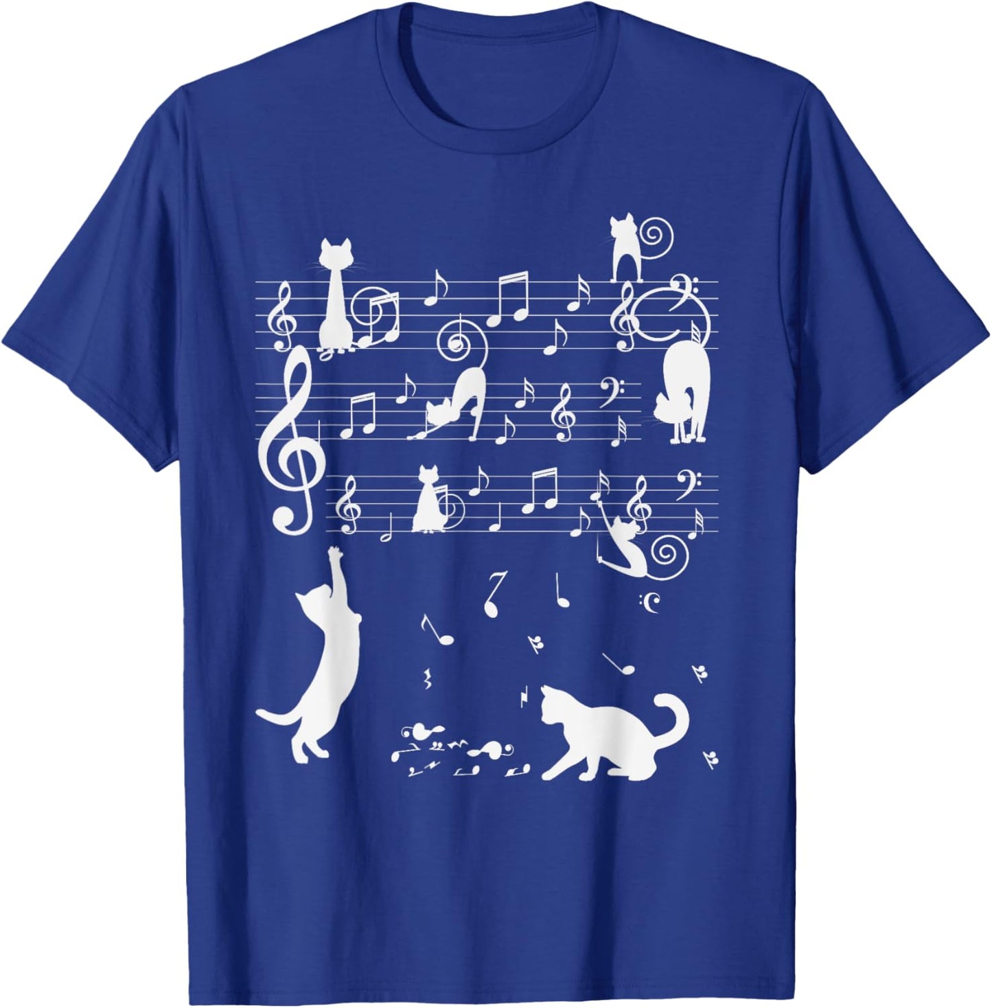 Meowsci Colorful Cats Playing Music Clef Piano Musician Cat Men Women Kids T-Shirt - T-Shirt | Royal