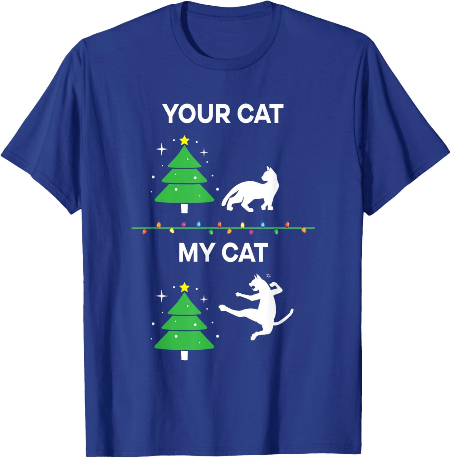 Funny Cat Christmas Cat Funny Men Women Kids T-Shirt - T-Shirt | Royal