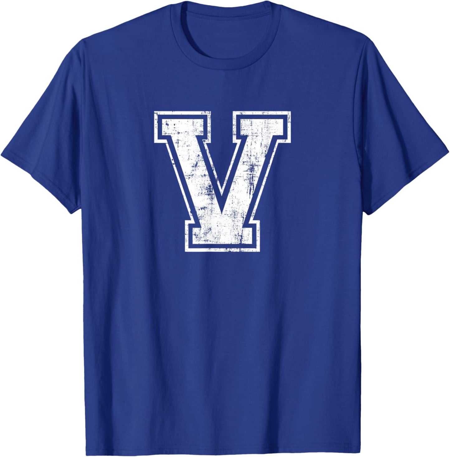 Letter V Uppercase Alphabet Initial School College Varsity T-Shirt - T-Shirt | Royal