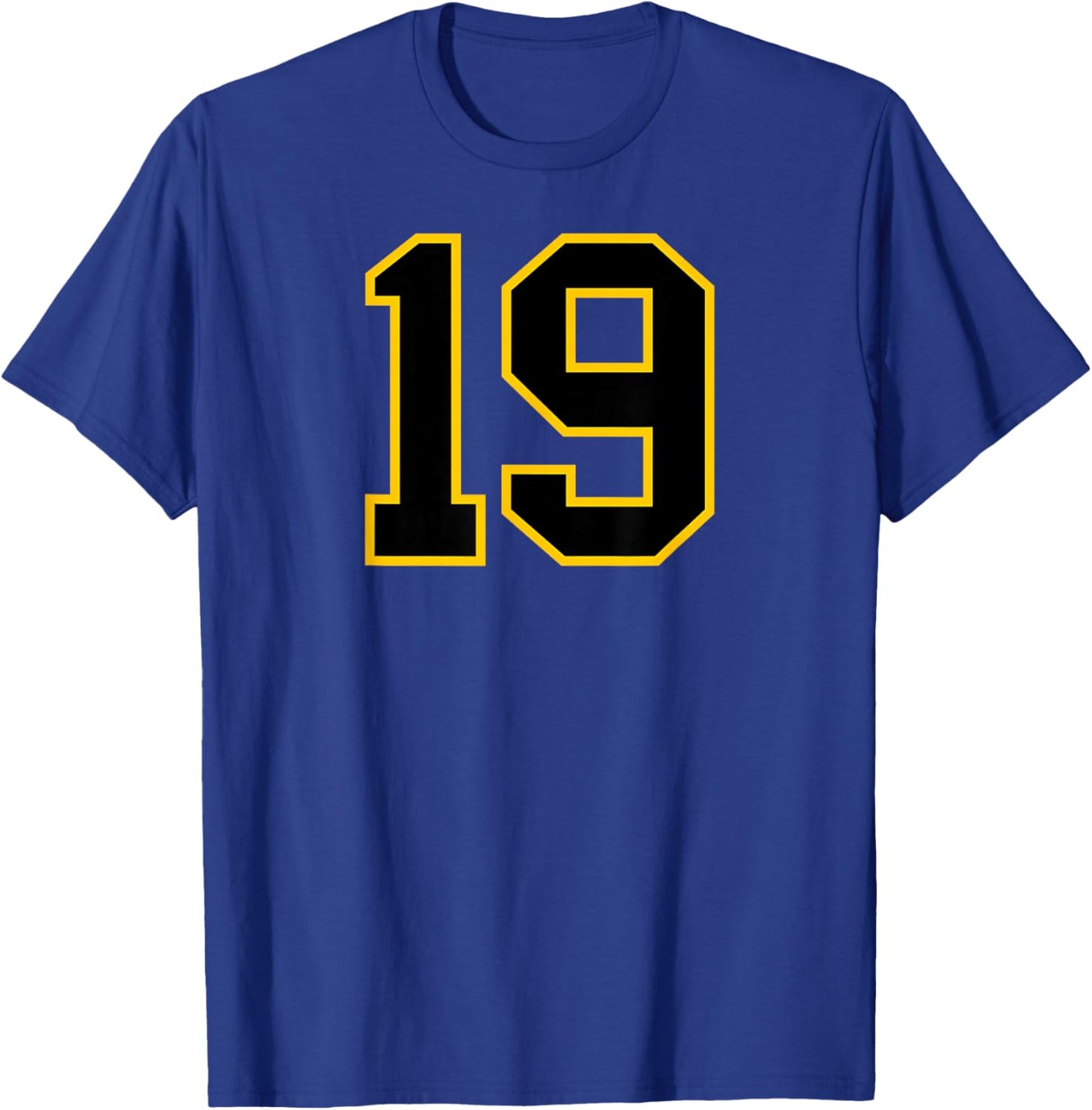 Number #19 Sport Yellow Black Uni Number T-Shirt - T-Shirt | Royal