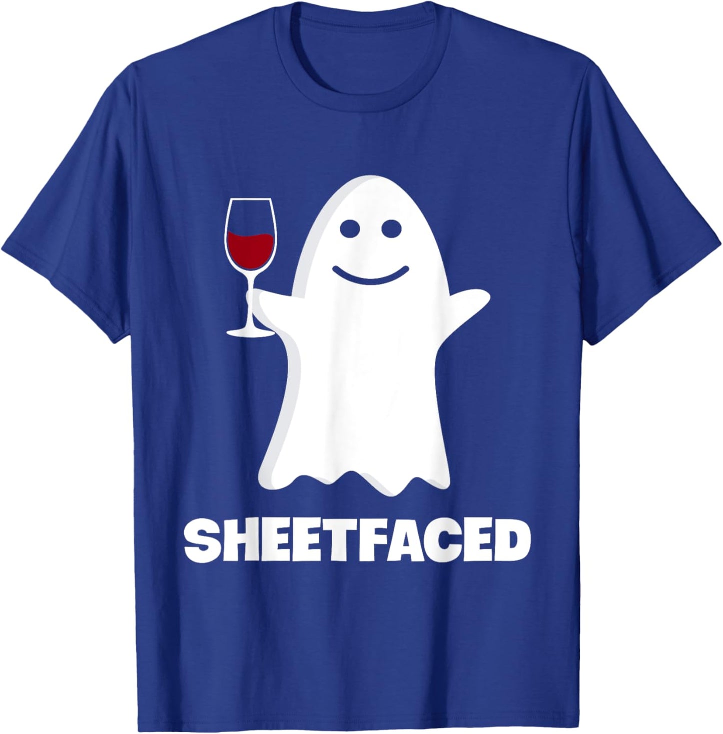 Sheetfaced Cute Ghost Drinking Wine Funny Halloween Women T-Shirt - T-Shirt | Royal