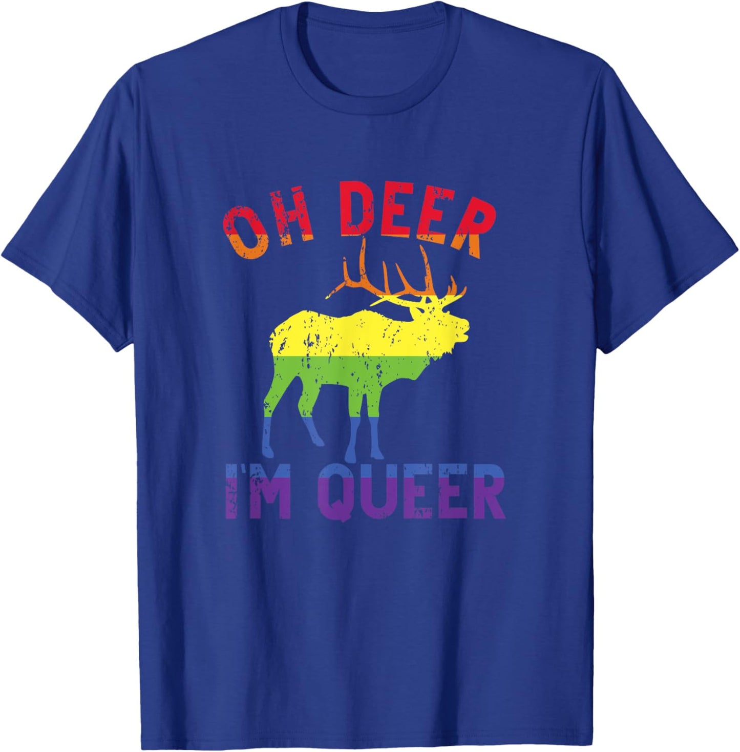 Oh Deer Im Queer Rainbow LGBT Gay Pride Pansexual Lesbian T-Shirt - T-Shirt | Royal