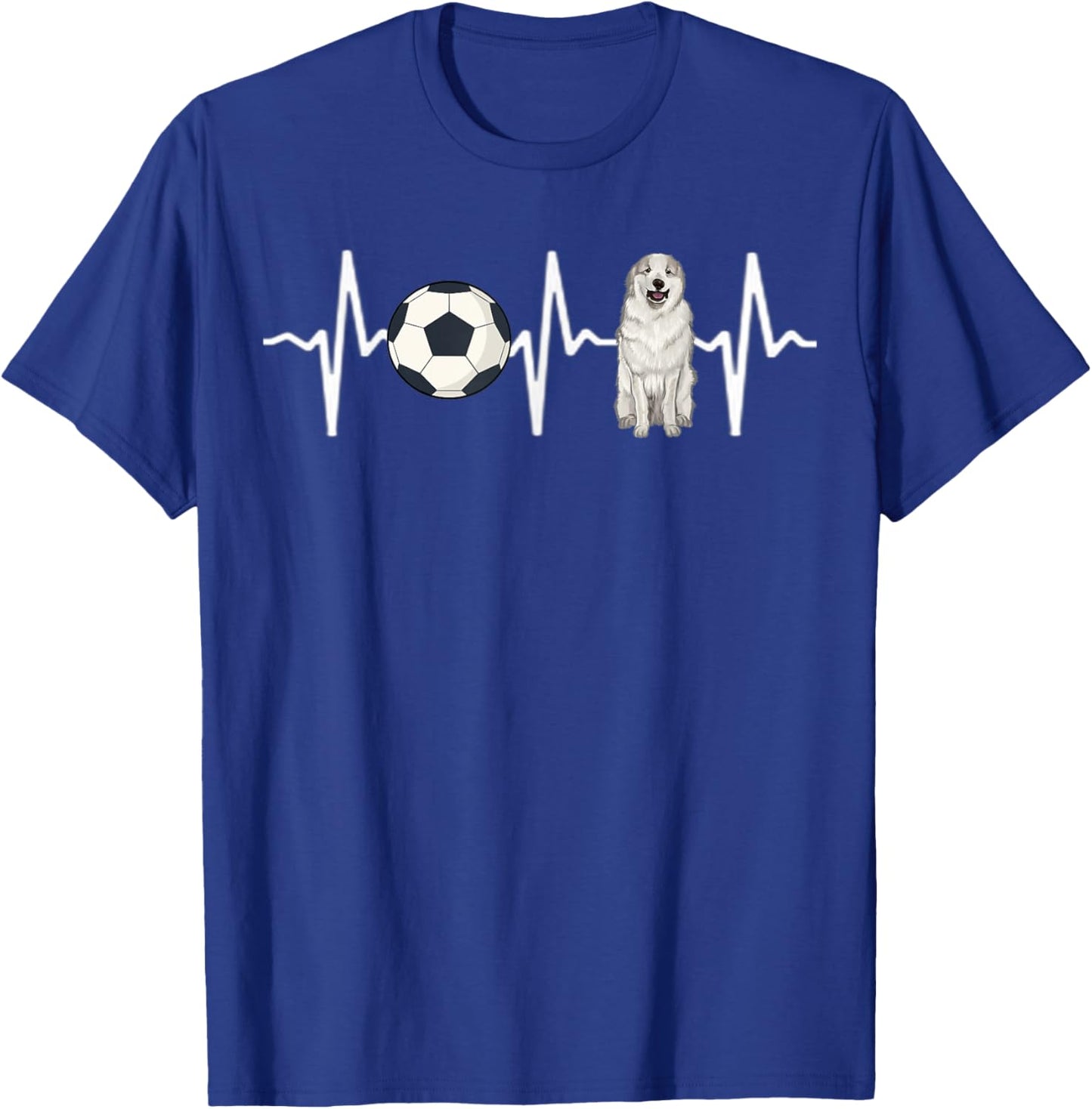 Soccer Great Pyrenee Heartbeat Dog Lover T-Shirt - T-Shirt | Royal