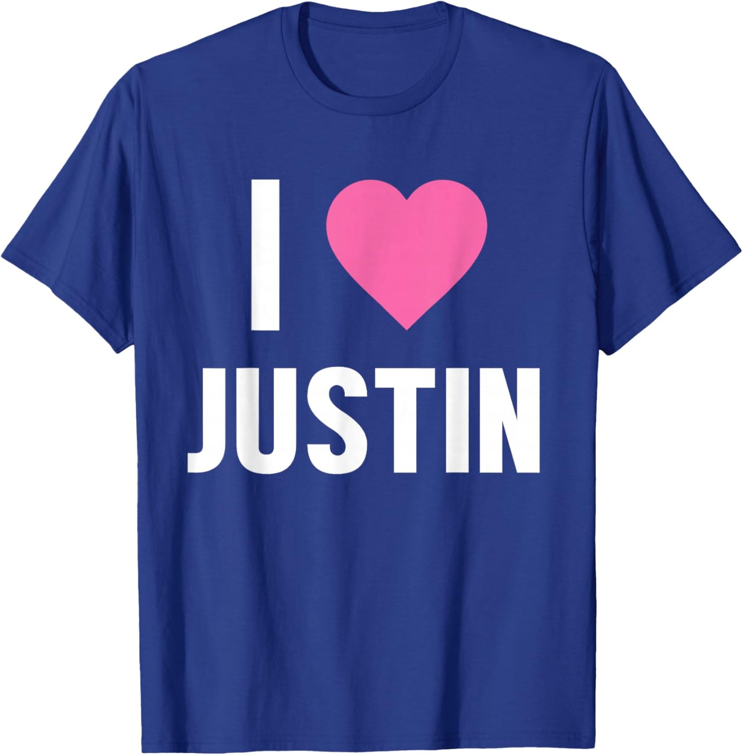 Classic I Love Justin Pink Heart T-Shirt - T-Shirt | Royal
