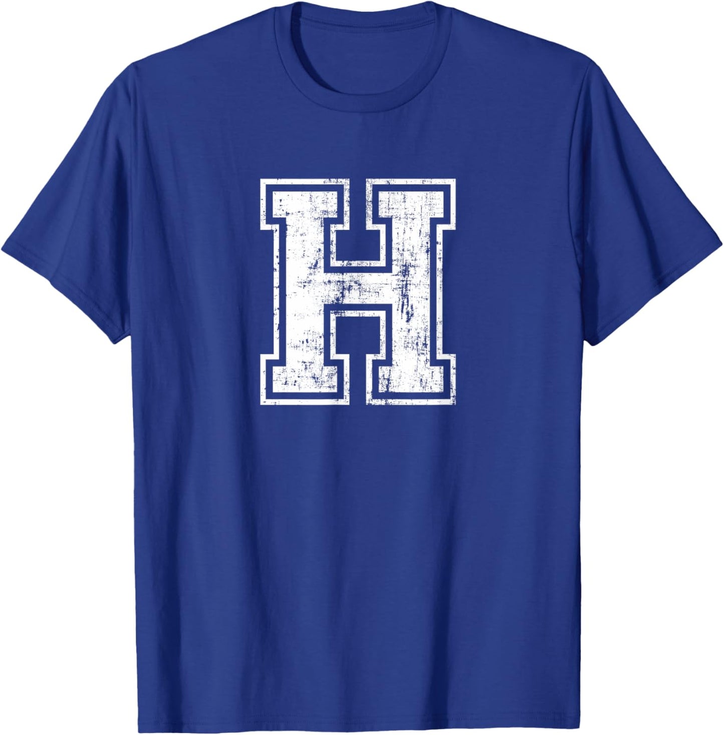 Letter H Uppercase Alphabet Initial School College Varsity T-Shirt - T-Shirt | Royal