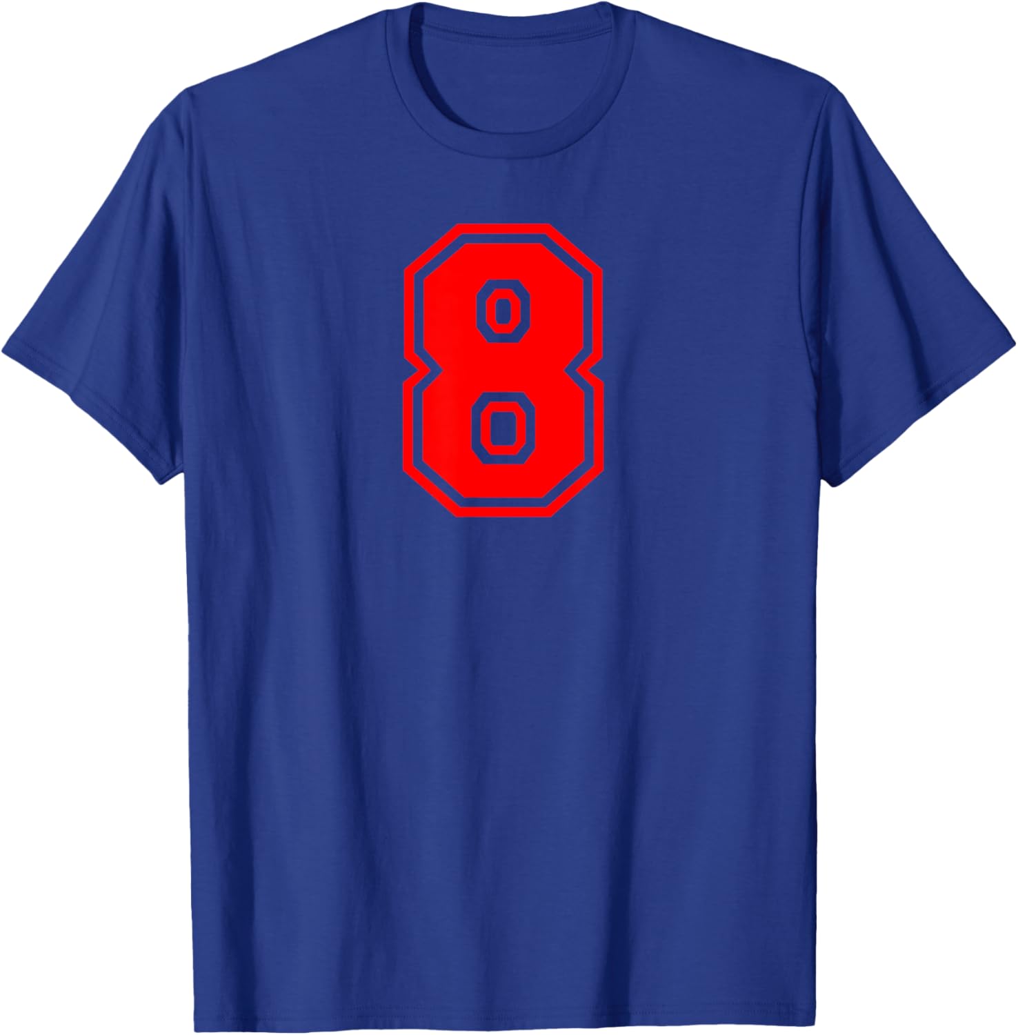 Number #8 Sport Red Varsity Number T-Shirt - T-Shirt | Royal