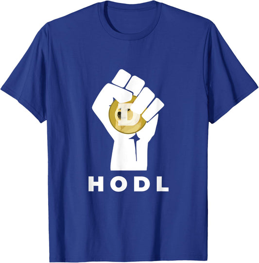 Dogecoin Hodl Hand | The Dogecoin Raised Fist Hodl T-Shirt - T-Shirt | Royal