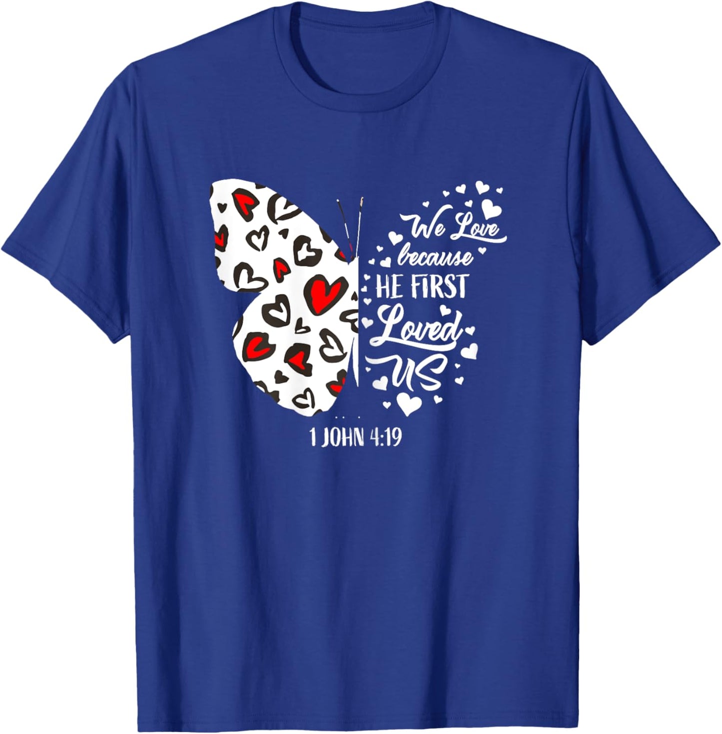 Red Valentine's Day Shirts Women Girls Christian Butterfly T-Shirt - T-Shirt | Royal