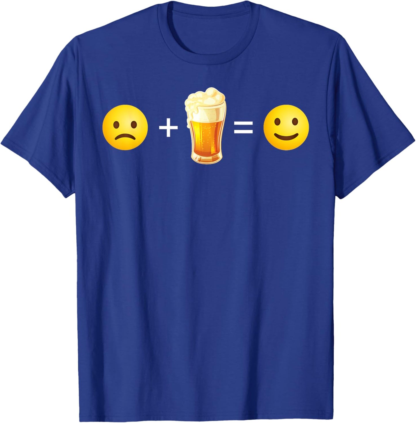 Face Math Beer Lover Sad Happy Emoticon Funny T-Shirt - T-Shirt | Royal