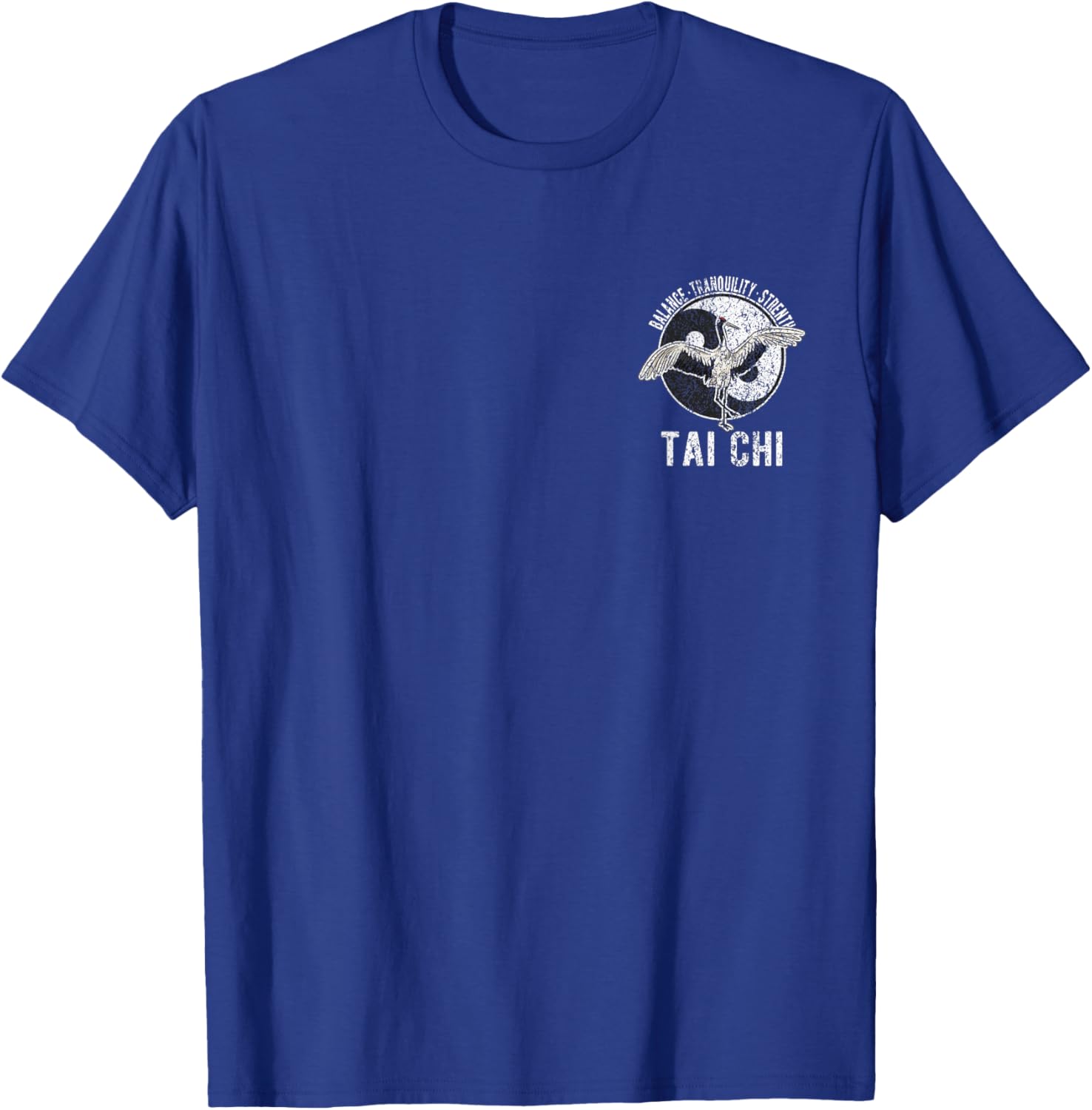 Tai Chi Crane Chinese Martial Arts Yin Yang Retro Vintage T-Shirt - T-Shirt | Royal