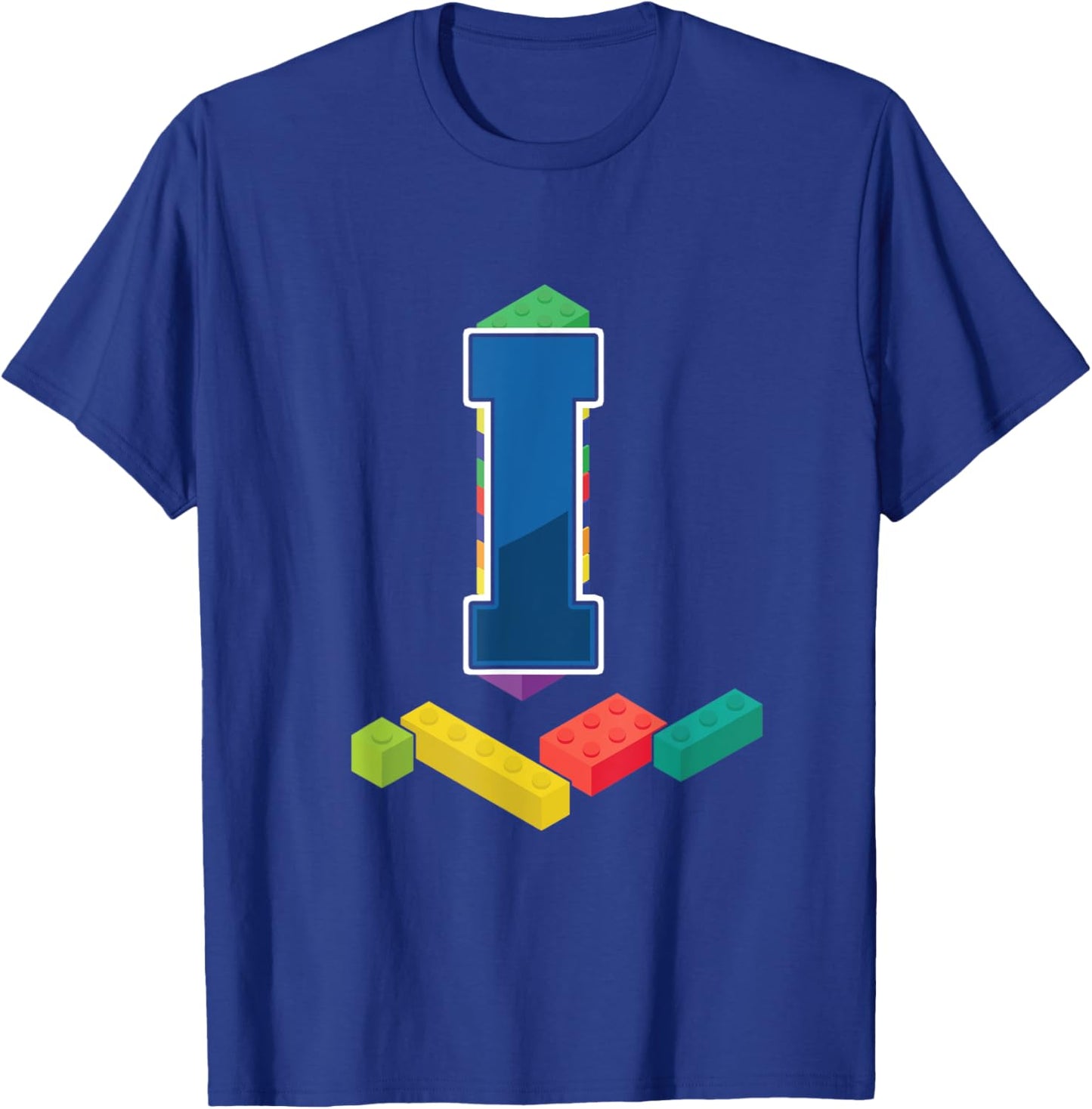 Letter I Master Builder Alphabet Last Name Building Blocks T-Shirt - T-Shirt | Royal