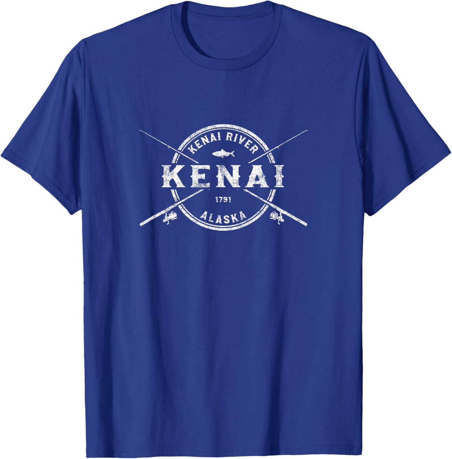 Kenai AK Vintage Crossed Fishing Rods T-Shirt - T-Shirt | Royal