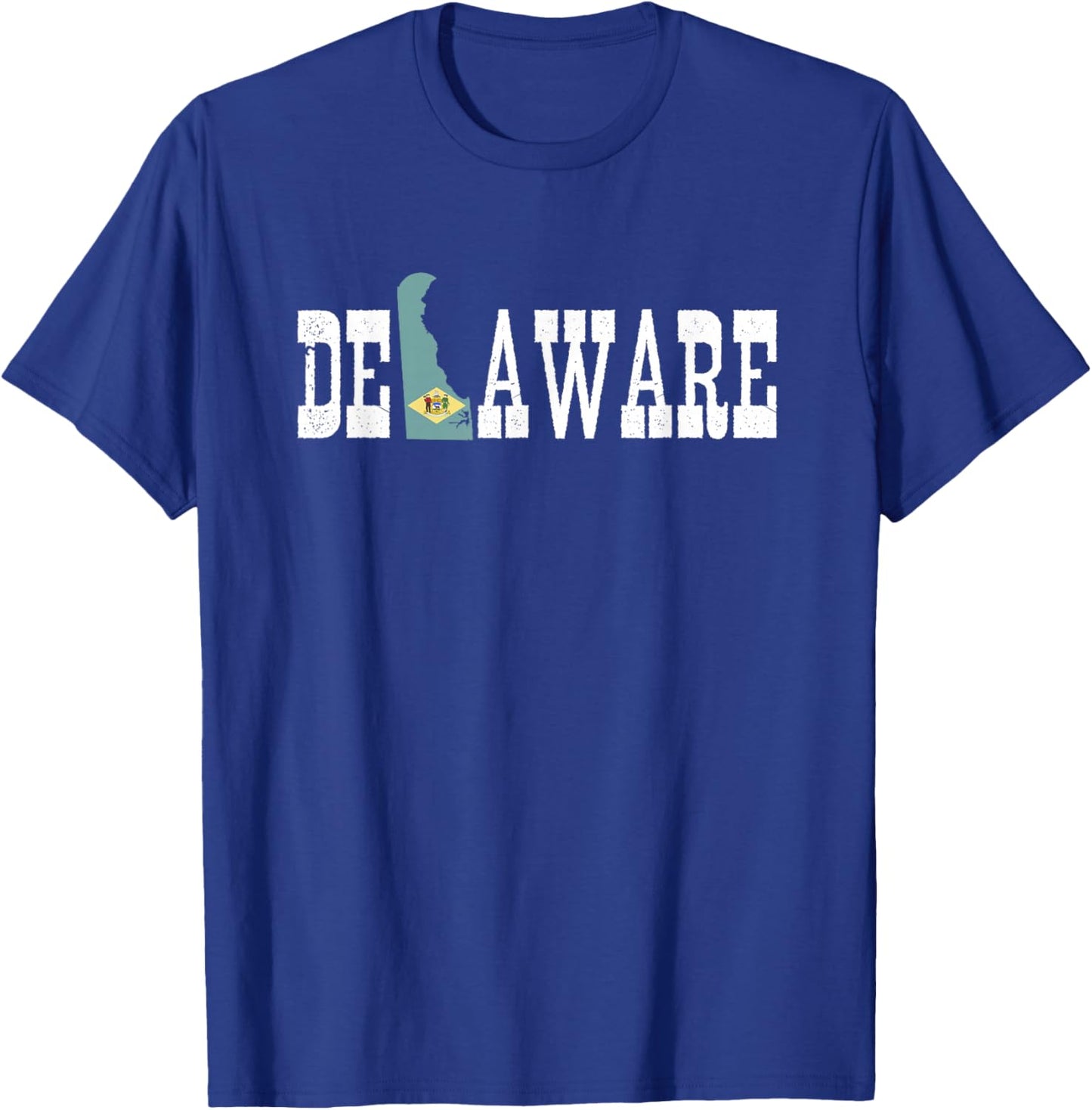 Delaware State and Delaware Flag with Pride for Delaware T-Shirt - T-Shirt | Royal
